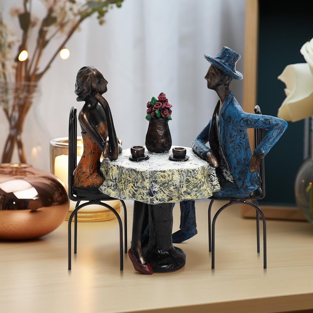 Romantic Couple Date Night Resin Figurine with Table
