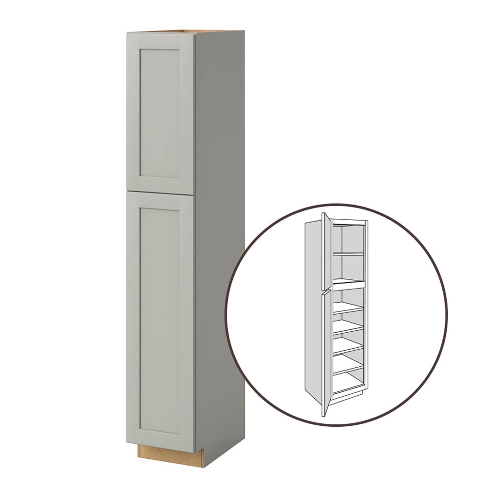 Allen Roth Stonewall 15 In W X 84 H 24 D Stone Door Pantry Fully Assembled Cabinet Flat Panel Shaker Style Gray 63049