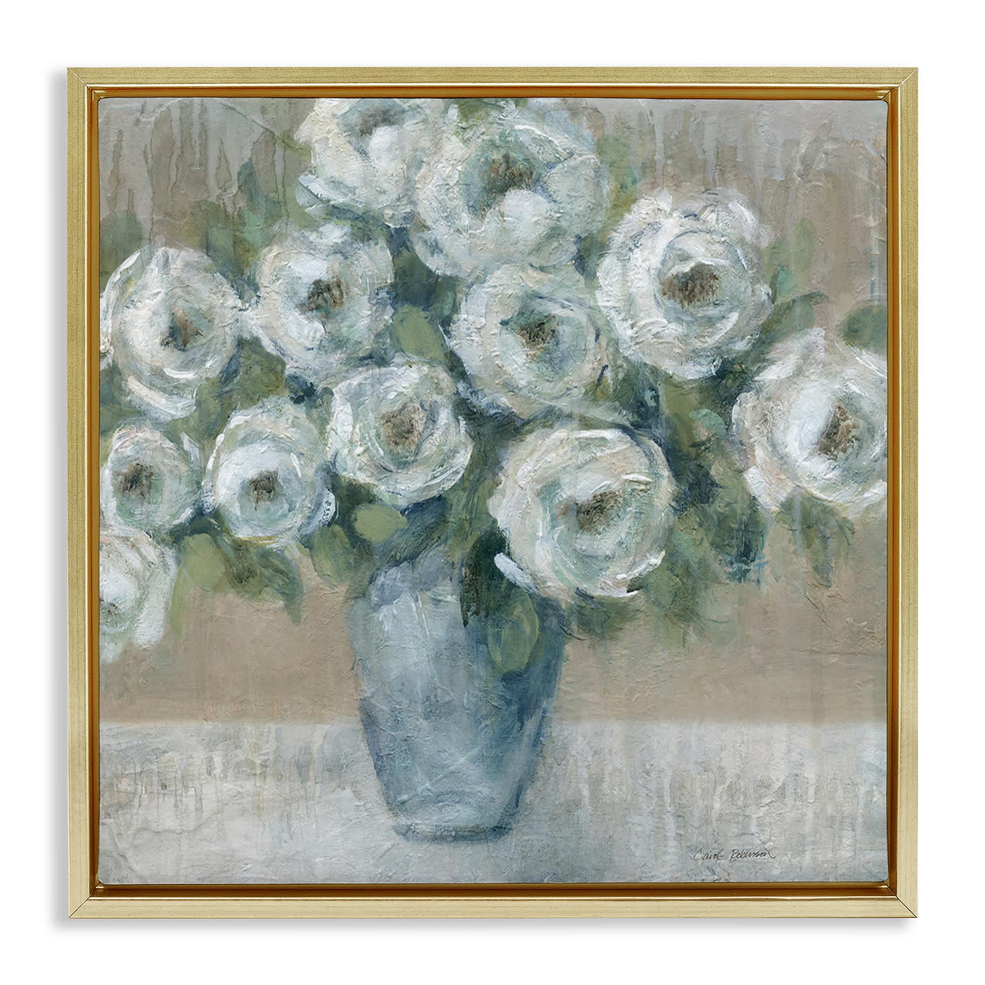 Stupell Industries BS-259-FFG-24X24 Round Painted Roses Floating Frame design by Carol Robinson
