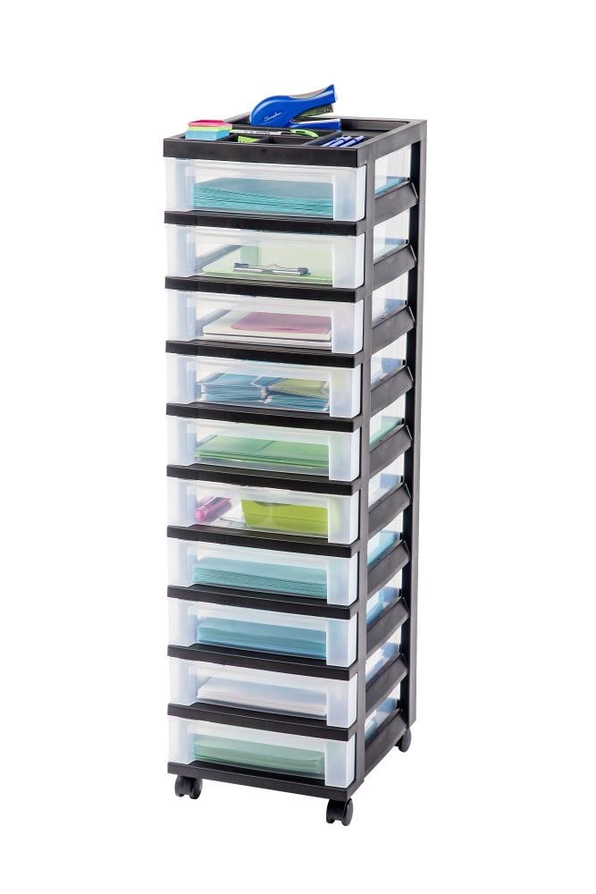 IRIS 585650 41.81-in H x 12.05-in W x 14.25-in D 10-Drawers Black Stackable Plastic 10 Cart