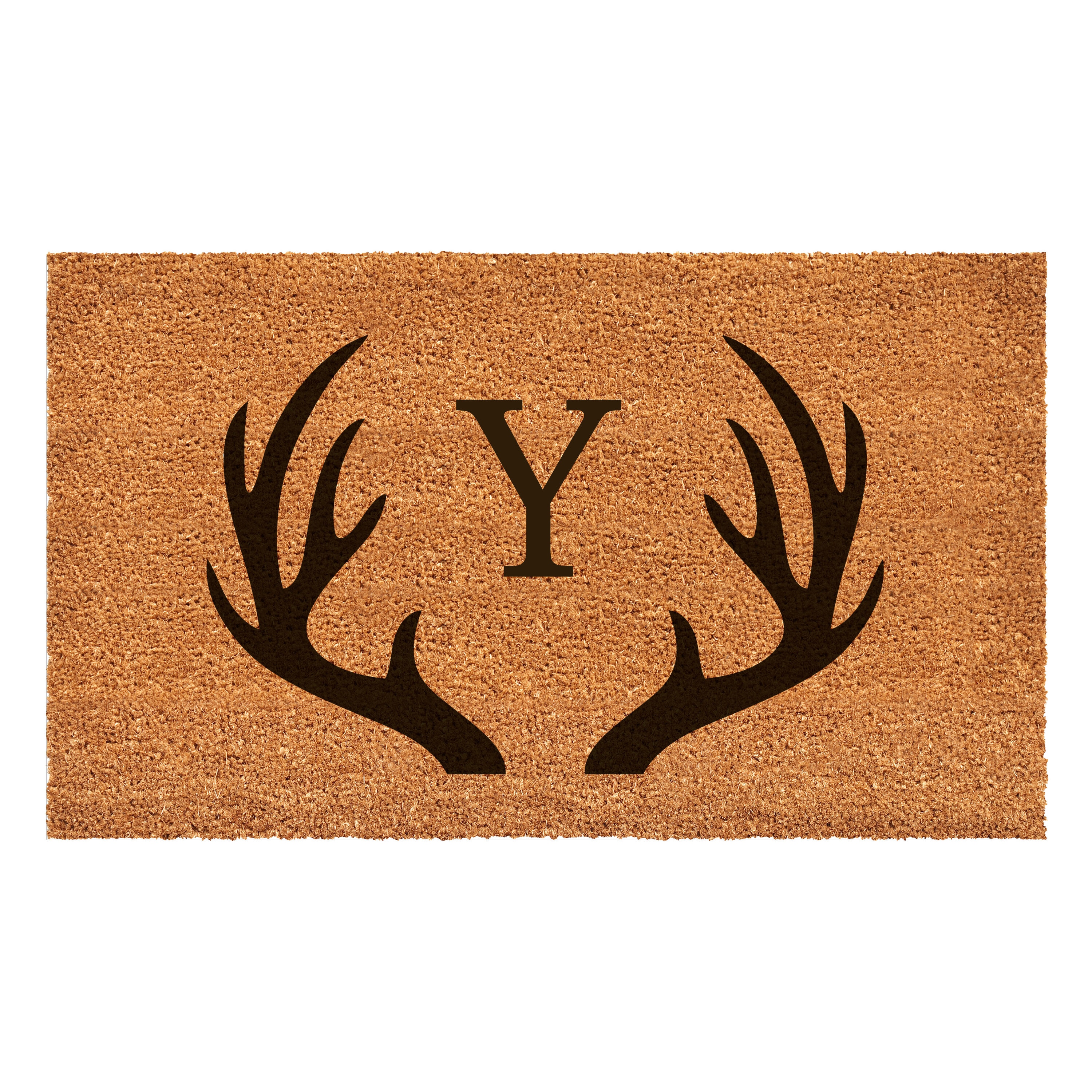 Callowaymills 108802436Y 24-in x 36-in Natural, Black Coir/Vinyl Non-Slip Grip Indoor or outdoor Decorative Door Mat