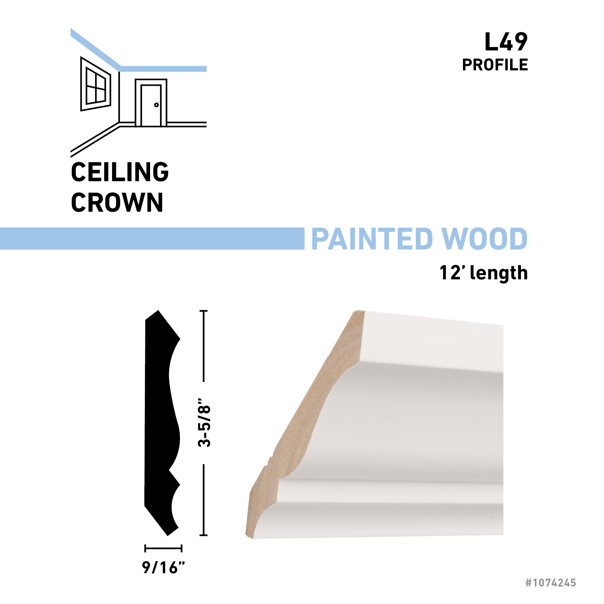 allen + roth L49 12 FJPWH Crown-Moulding - View #3