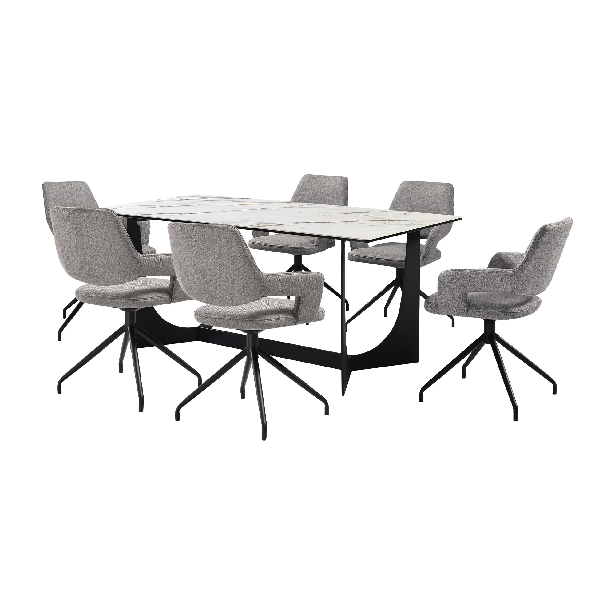 Armen Living SETESPE7GB Matte Black Contemporary/Modern Dining Room Set with Rectangular Table ( Seats 6 )