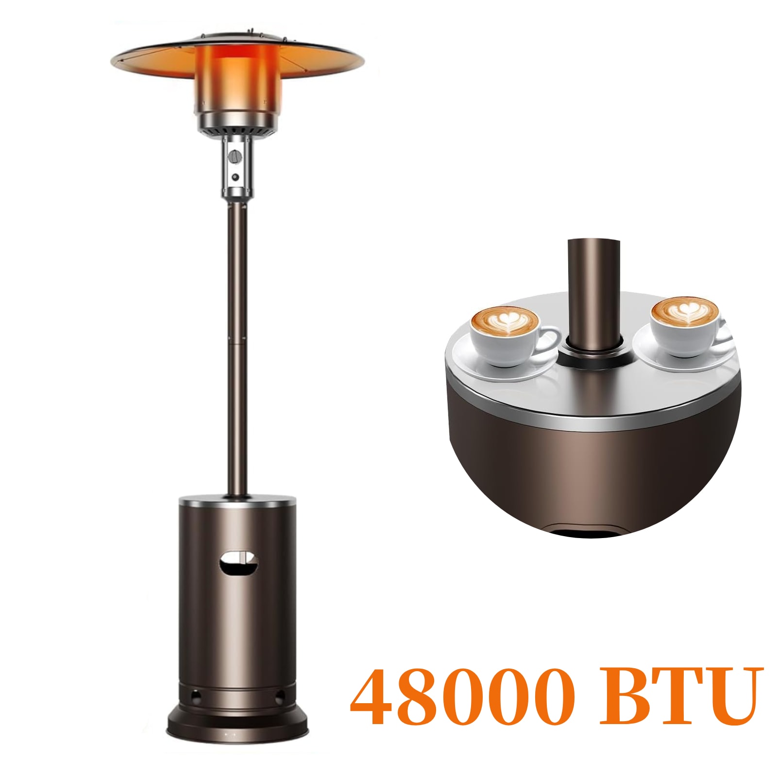 Der Rose LMXPHO-16KY-0910IFUT 48000 BTU Outdoor Heaters with Cover and Wheels for Patios Bronze