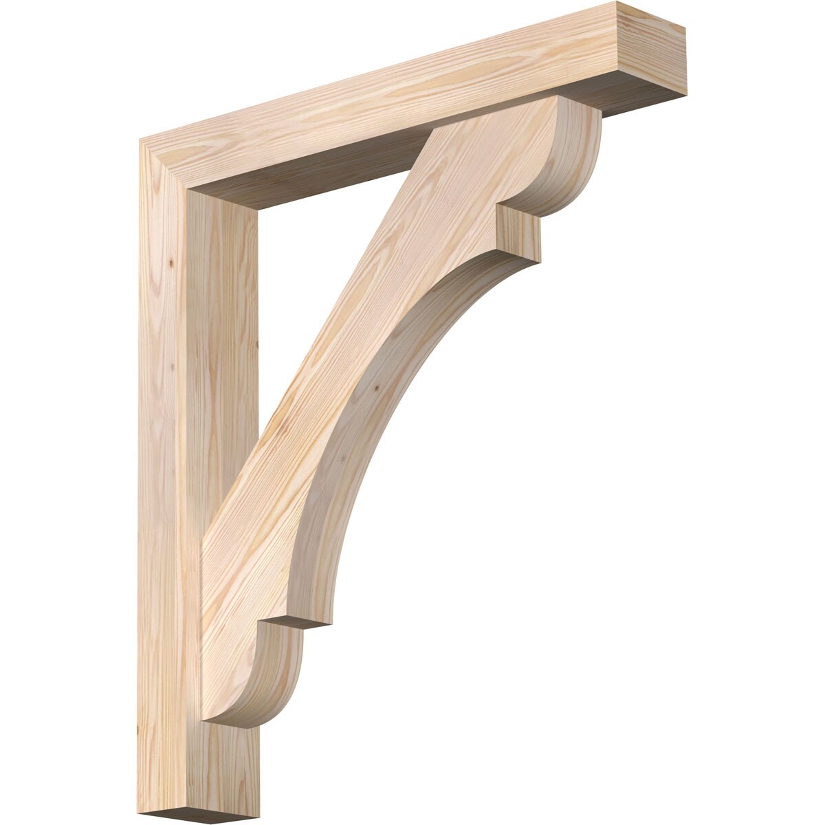 Ekena Millwork 1463759 Olympic block smooth bracket with offset brace Douglas Fir Wood Standard Bracket