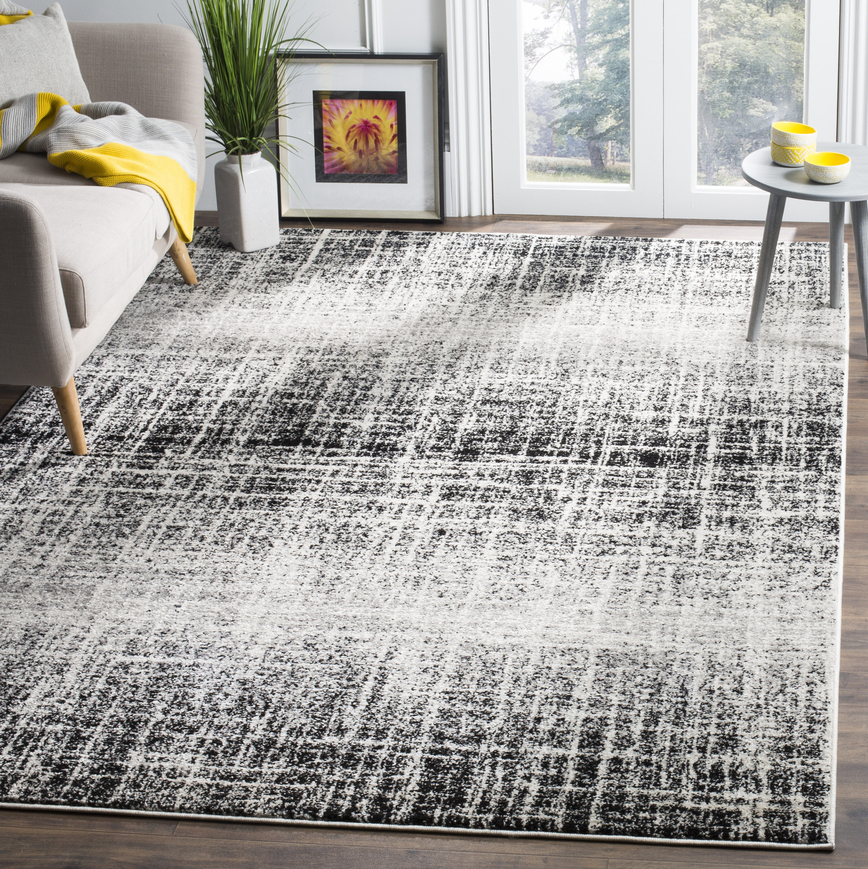 Safavieh ADR116B-3 Adirondack Lannet 3 x 5 (ft) Loomed Polypropylene Ivory/Black Rectangular Indoor Abstract Industrial Throw rug