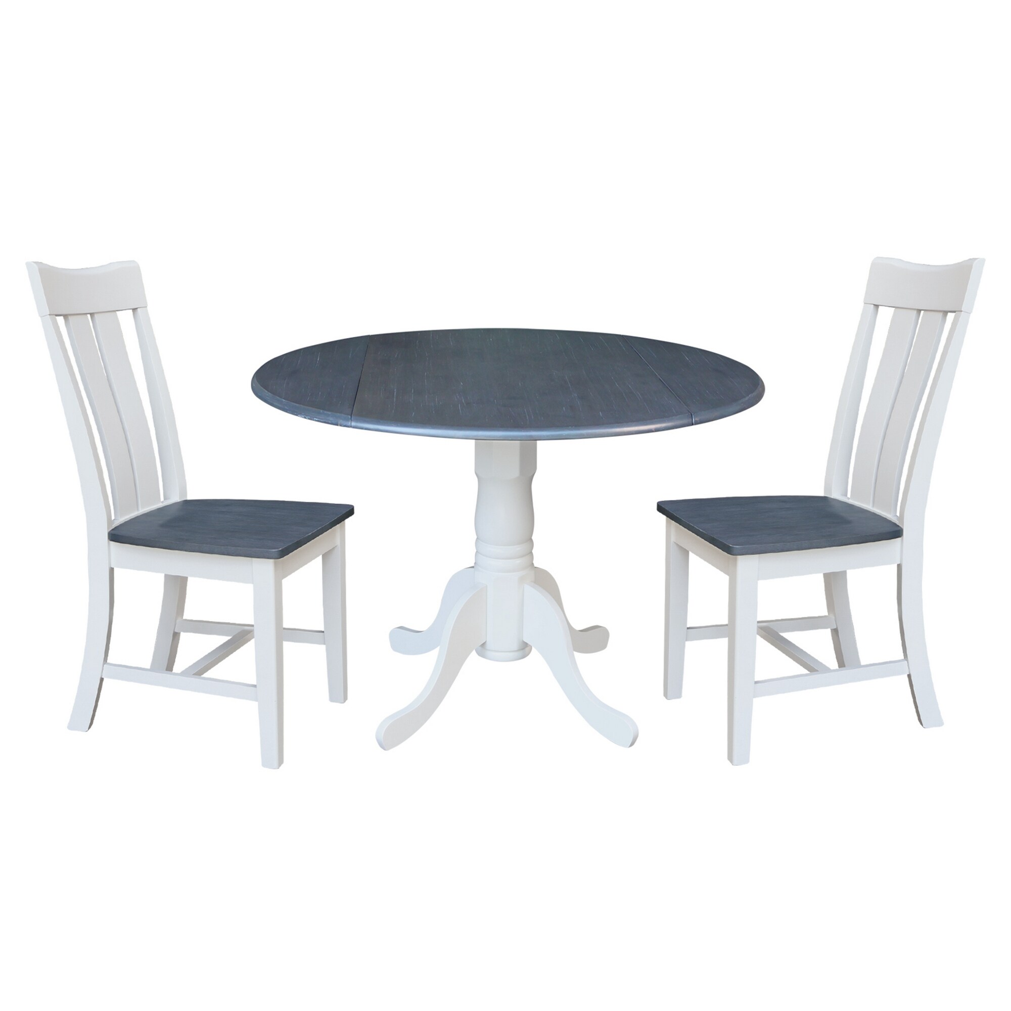 International Concepts K05-42DP-C13P White/Heather Gray Traditional Dining Room Set with Round Table (Seats 2)