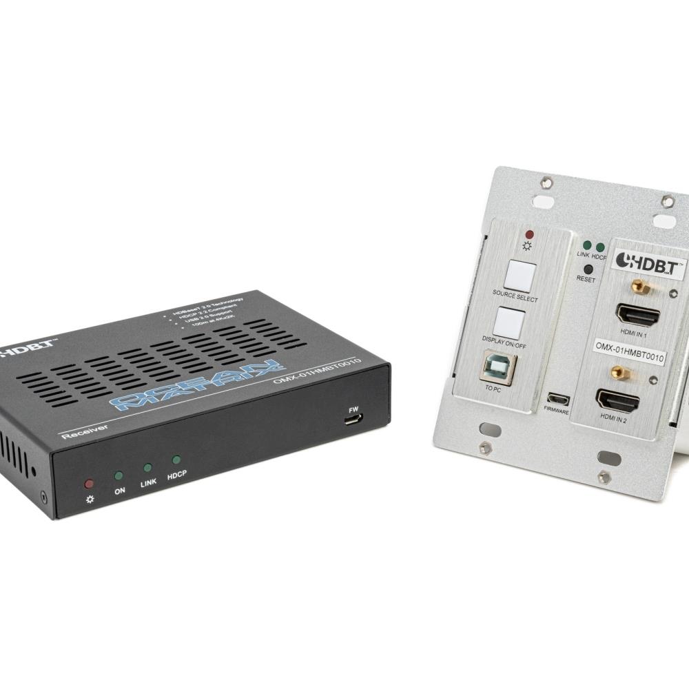  TCNCD389601 Ocean Matrix OMX-01HMBT0010 HD BaseT 4K HDMI 2-Gang Wall Plate Extender Set with RS232- KVM- CEC- PoC