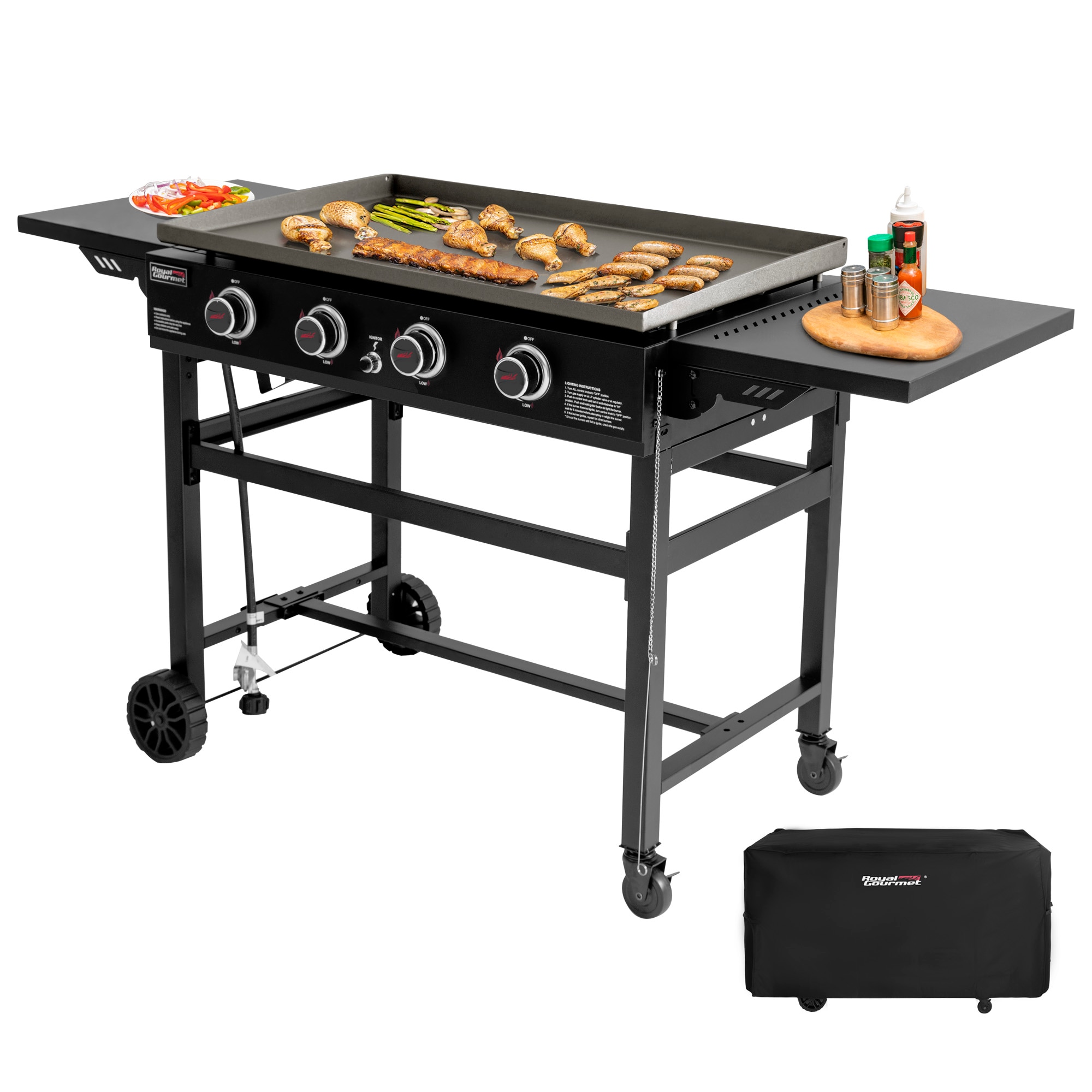 Royal Gourmet GB4000C Cover Bundle 4 -Burner Liquid propane Flat Top Grill