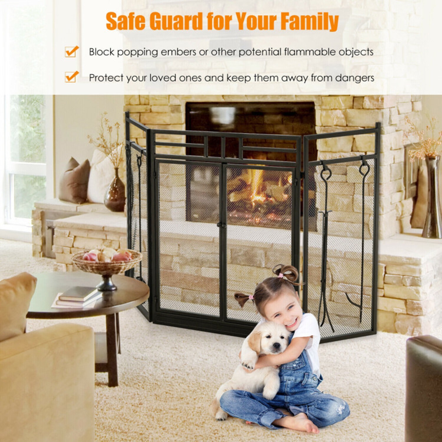 Mondawe MO-JV10064BK Fireplace-Screens - View #3