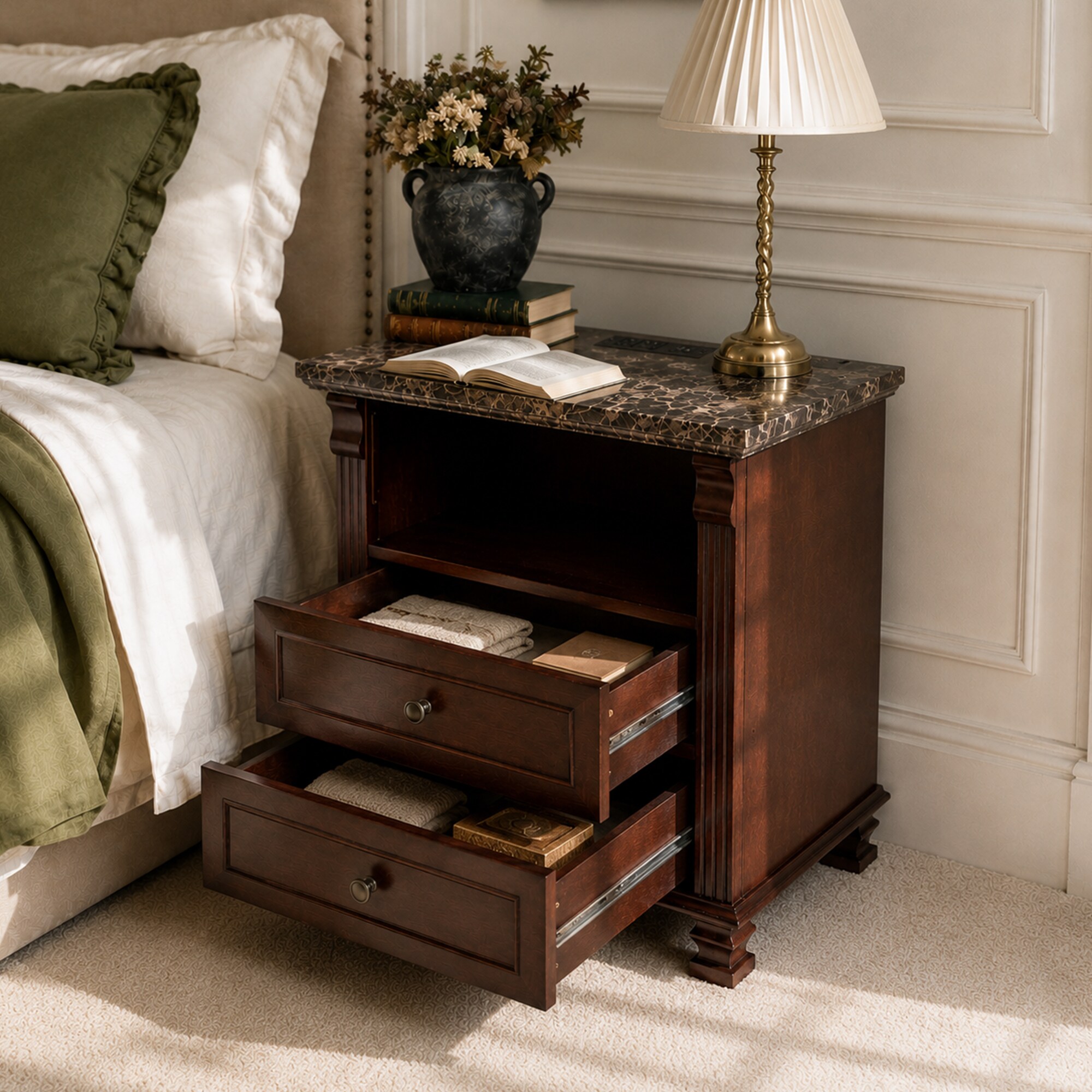 Tinyhomie Tall Modern Nightstand with Charging Station 18.1'' Length ...