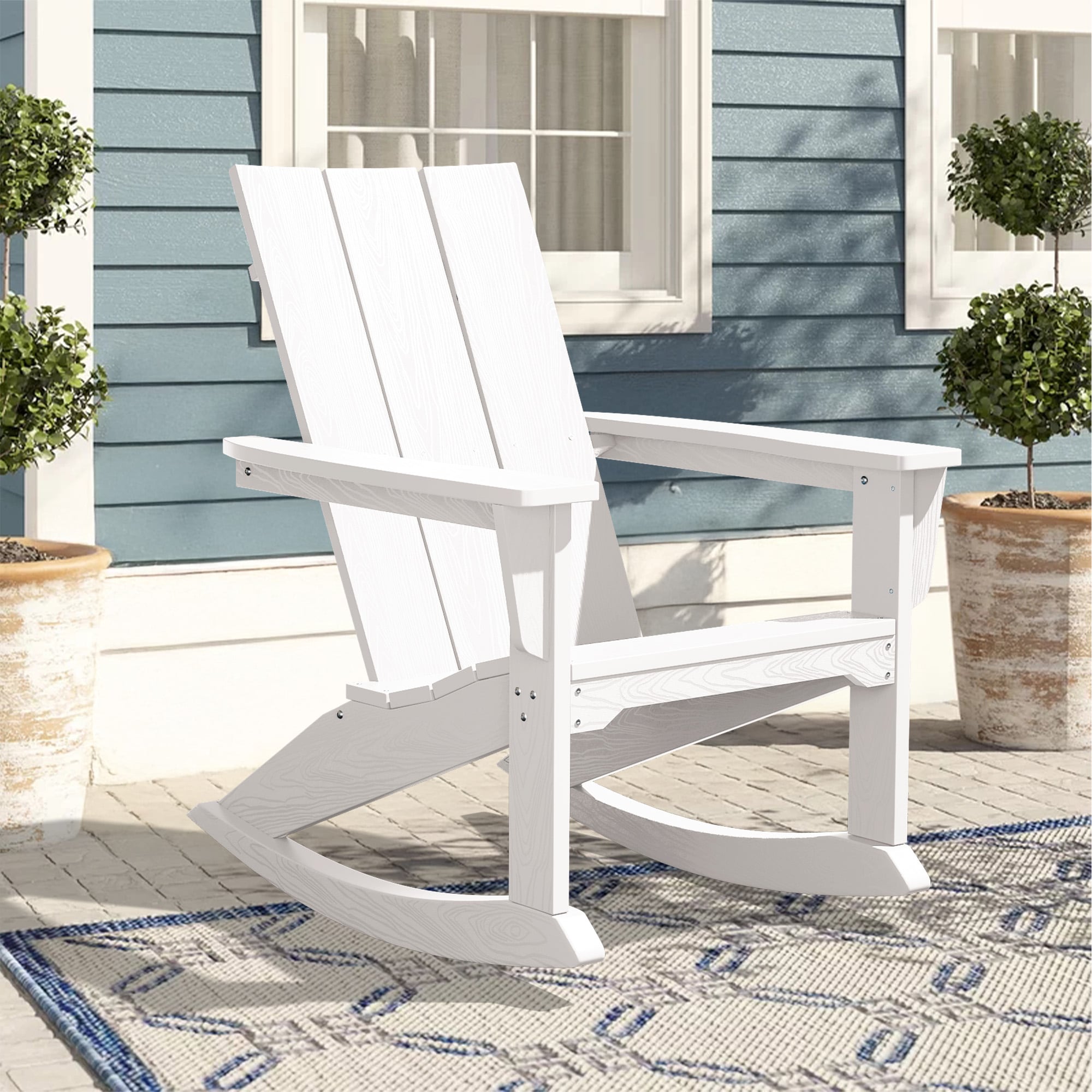 JEAREY Modern Rocking Chair White Hdpe Frame Rocking Chair with Slat Seat HQYYY PE WE at Lowes