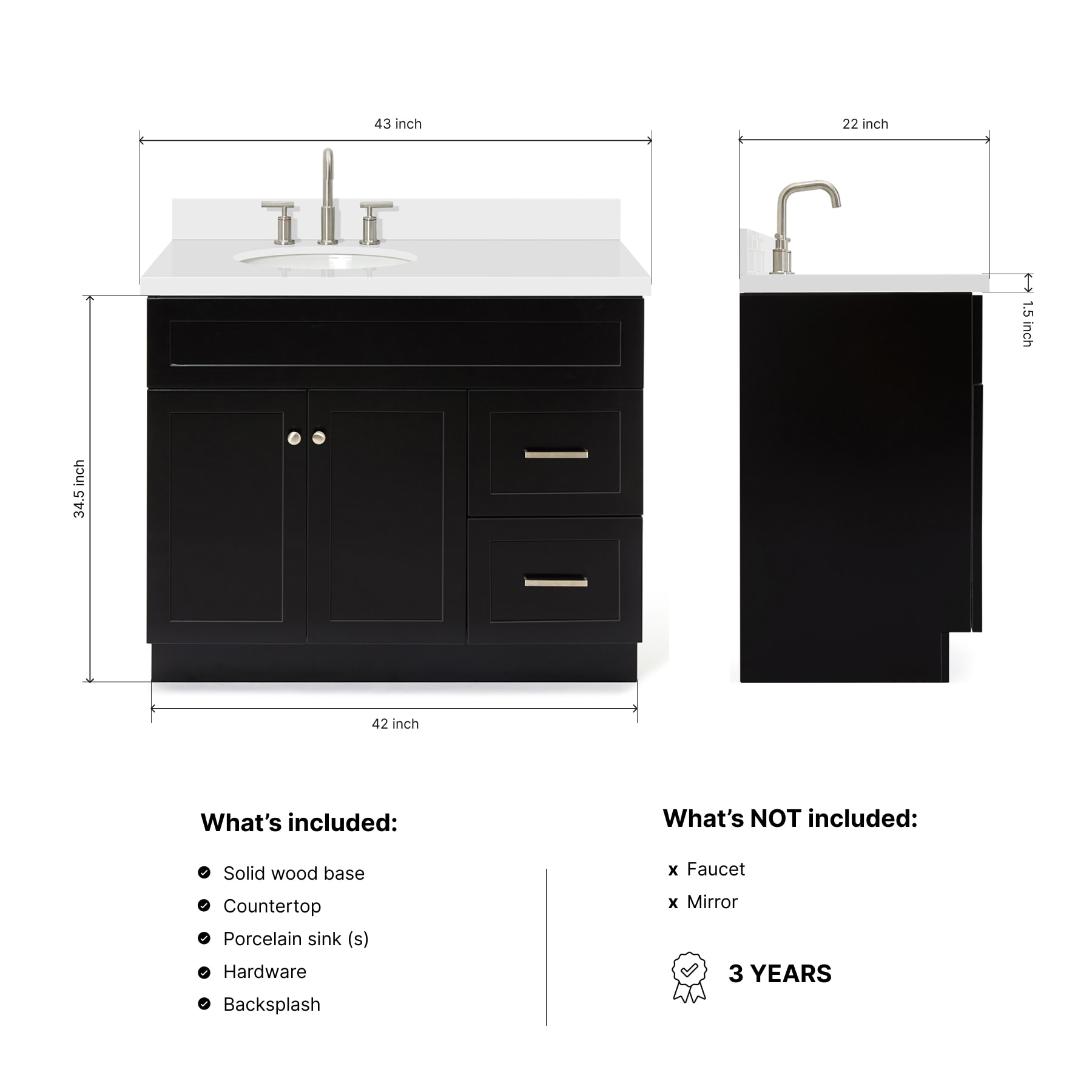 ARIEL F043SLWQOVOBLK Bath-Vanity-Combo - View #4