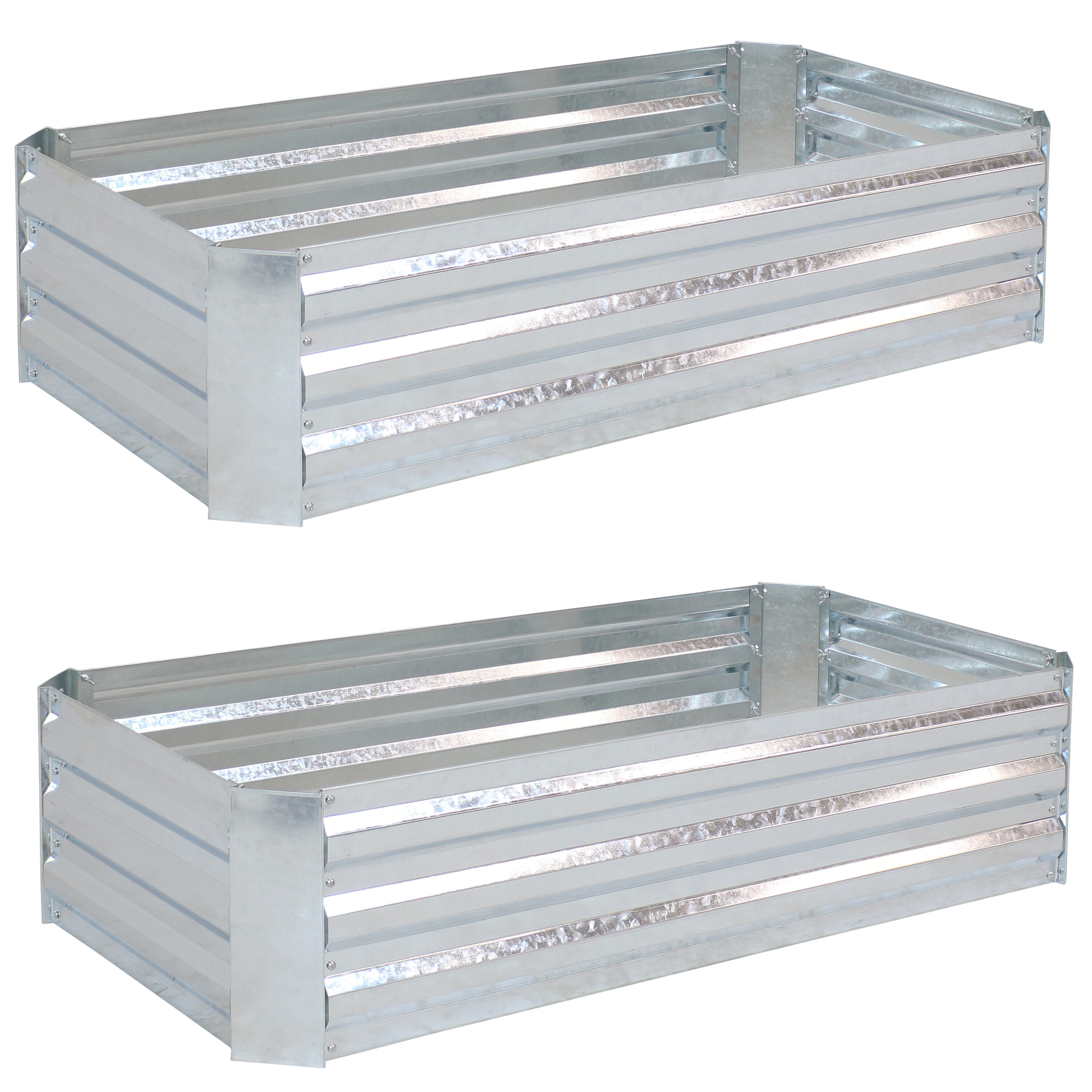Sunnydaze Decor HB-512-2PK 24-in W x 48-in L x 11.75-in H Elevated Silver Galvanized Metal Raised Garden Bed
