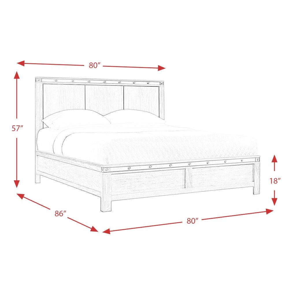 Montauk Gray King Panel Bed with Wood Frame and Headboard