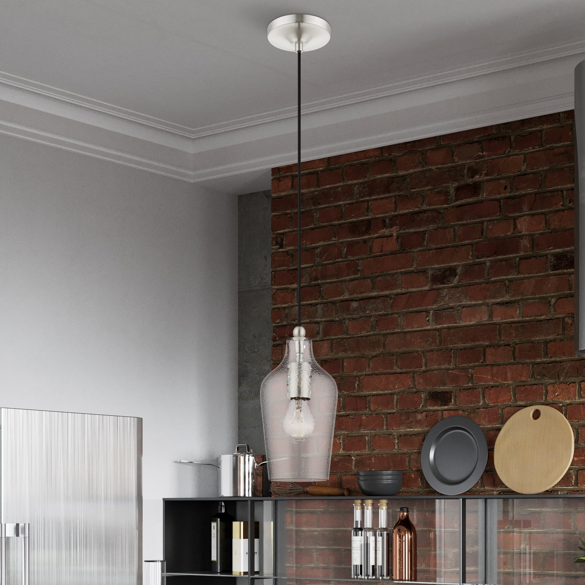 Avery Mini Jar Pendant Light in Brushed Nickel with Clear Glass