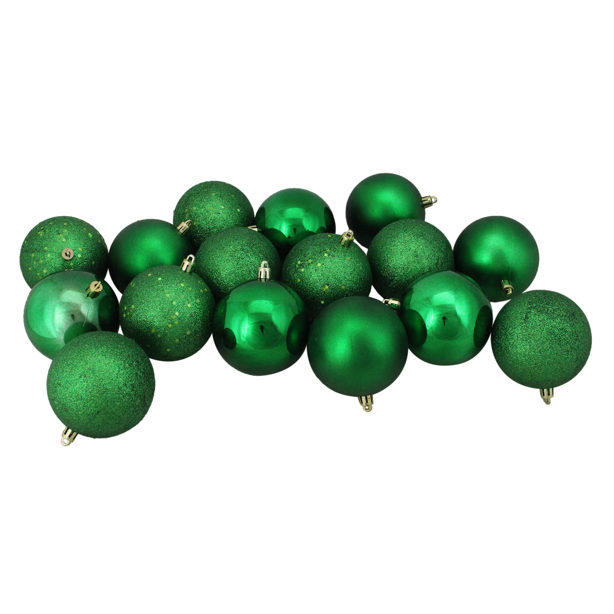 Northlight 16ct Christmas Green Shatterproof 4-Finish Christmas Ball Ornaments 3 inch (75mm)
