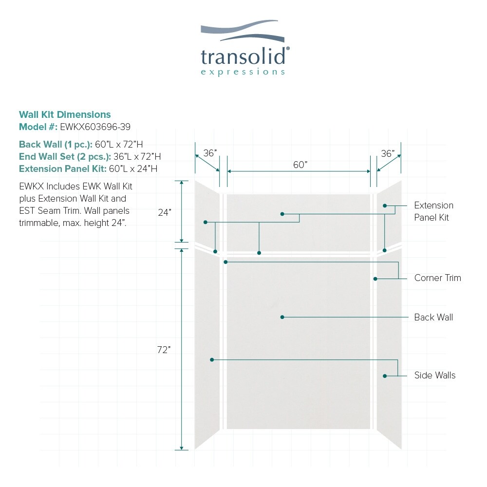 Transolid EWKX603696-39 Shower-Wall-Surrounds - View #2