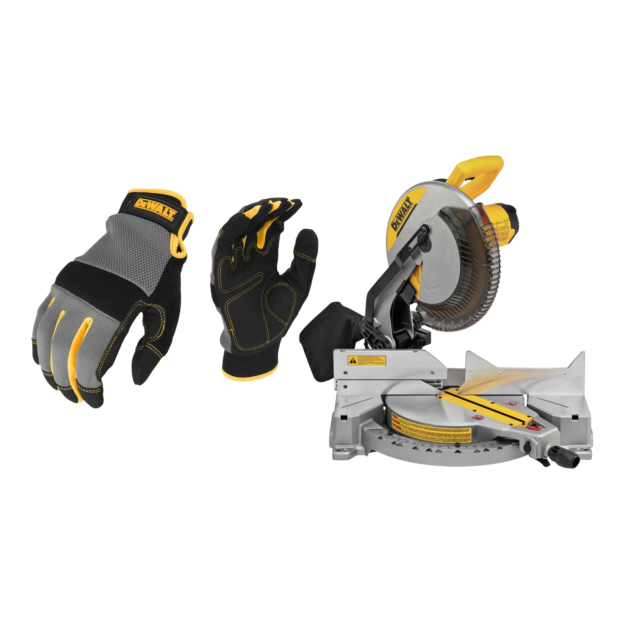 DEWALT 12-in 15 Amps Single Bevel Compound Corded Miter Saw & Men's Foam Padded Performance Glove Synthetic Leather Multipurpose Gloves, Large