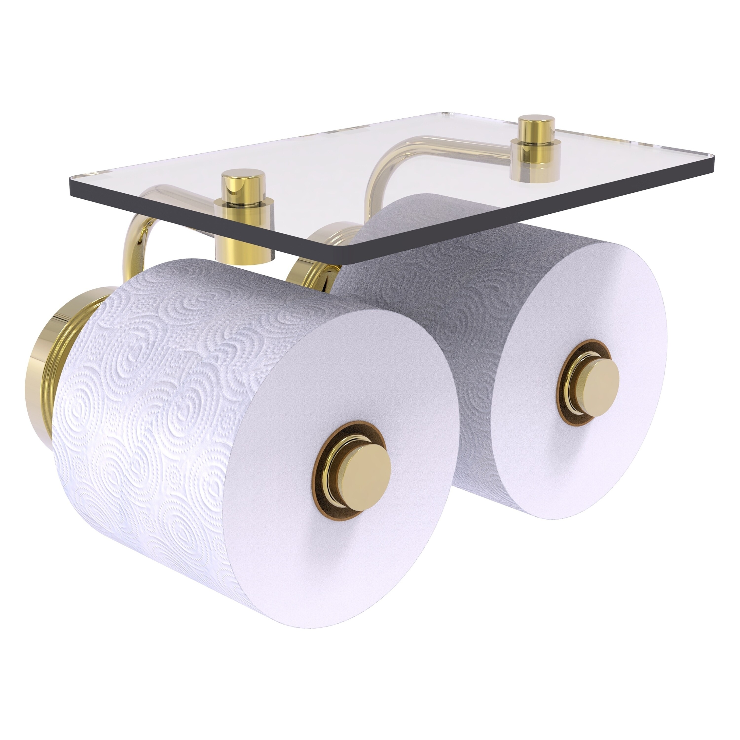 Allied Brass PR-24-2S-UNL Prestige Regal Unlacquered Brass Wall mount Double post Toilet Paper Holder 2 -Rolls with Storage