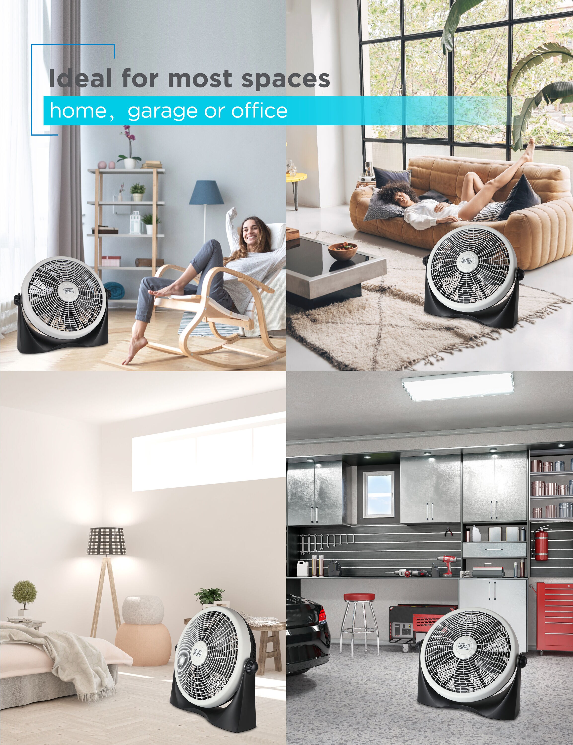 Black + Decker High Velocity Quiet Floor Fan With Adjustable Tilt