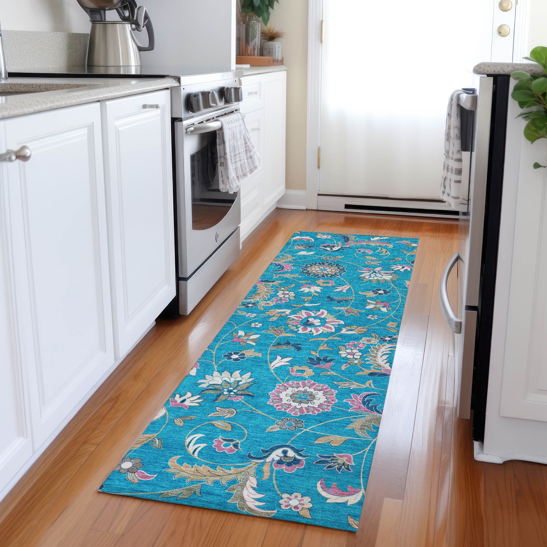 Addison Rugs ACN1006TE2X8 Chantille ACN1006TE 2 x 7 (ft) Polyester Teal Rectangular Indoor/Outdoor Geometric Machine washable Runner rug