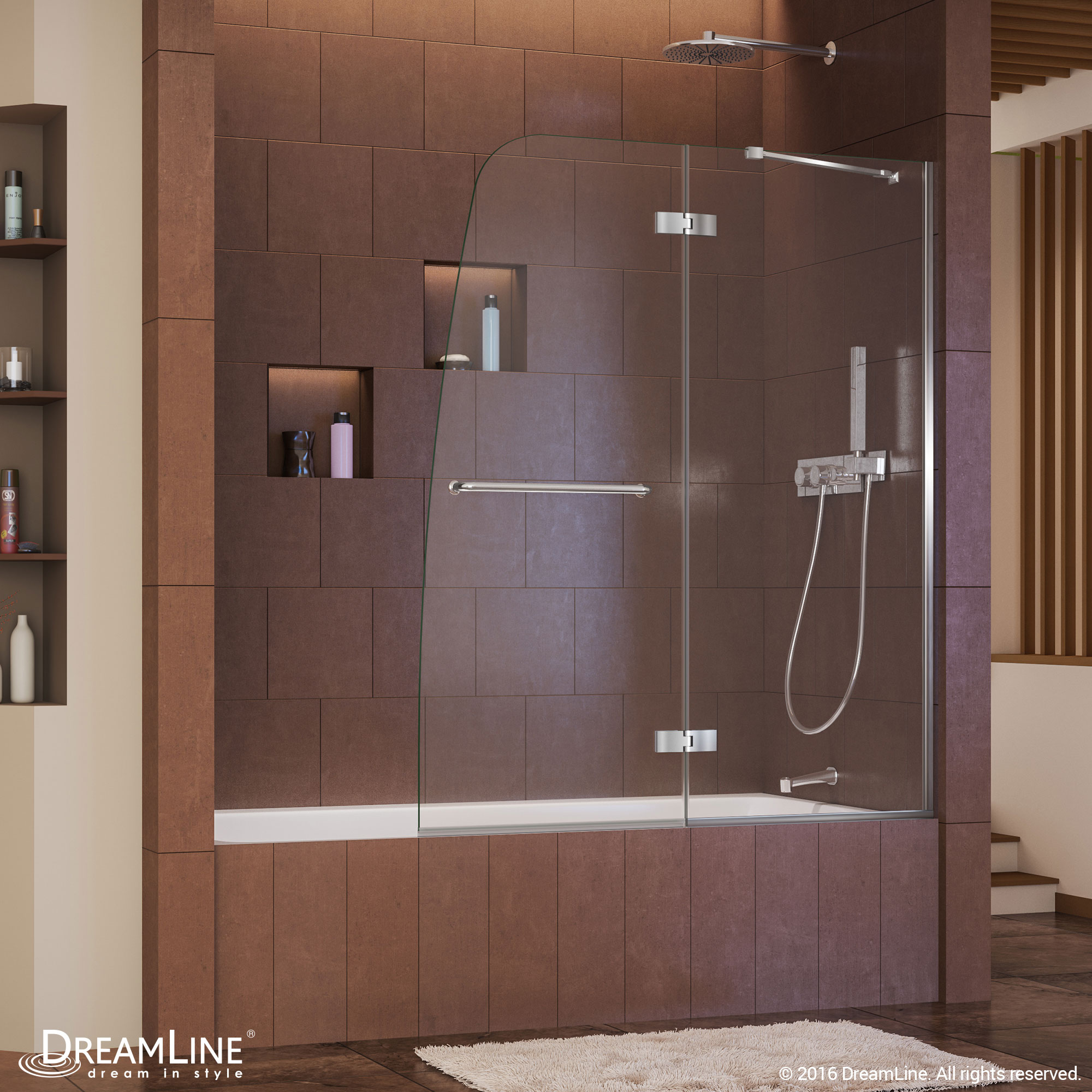 DreamLine SHDR-3448580-01 Aqua Ultra Chrome 48-in W x 58-in H Frameless Hinged Bathtub door