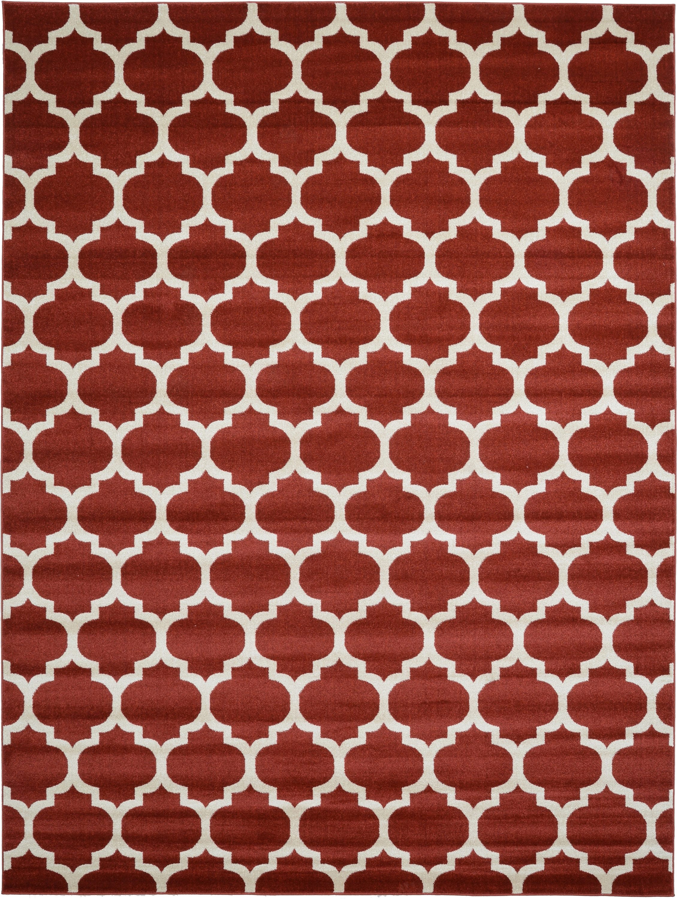Unique Loom 3115818 Philadelphia Trellis 9 x 12 (ft) Loomed Polypropylene Red/Beige Rectangular Indoor Geometric Industrial Area rug