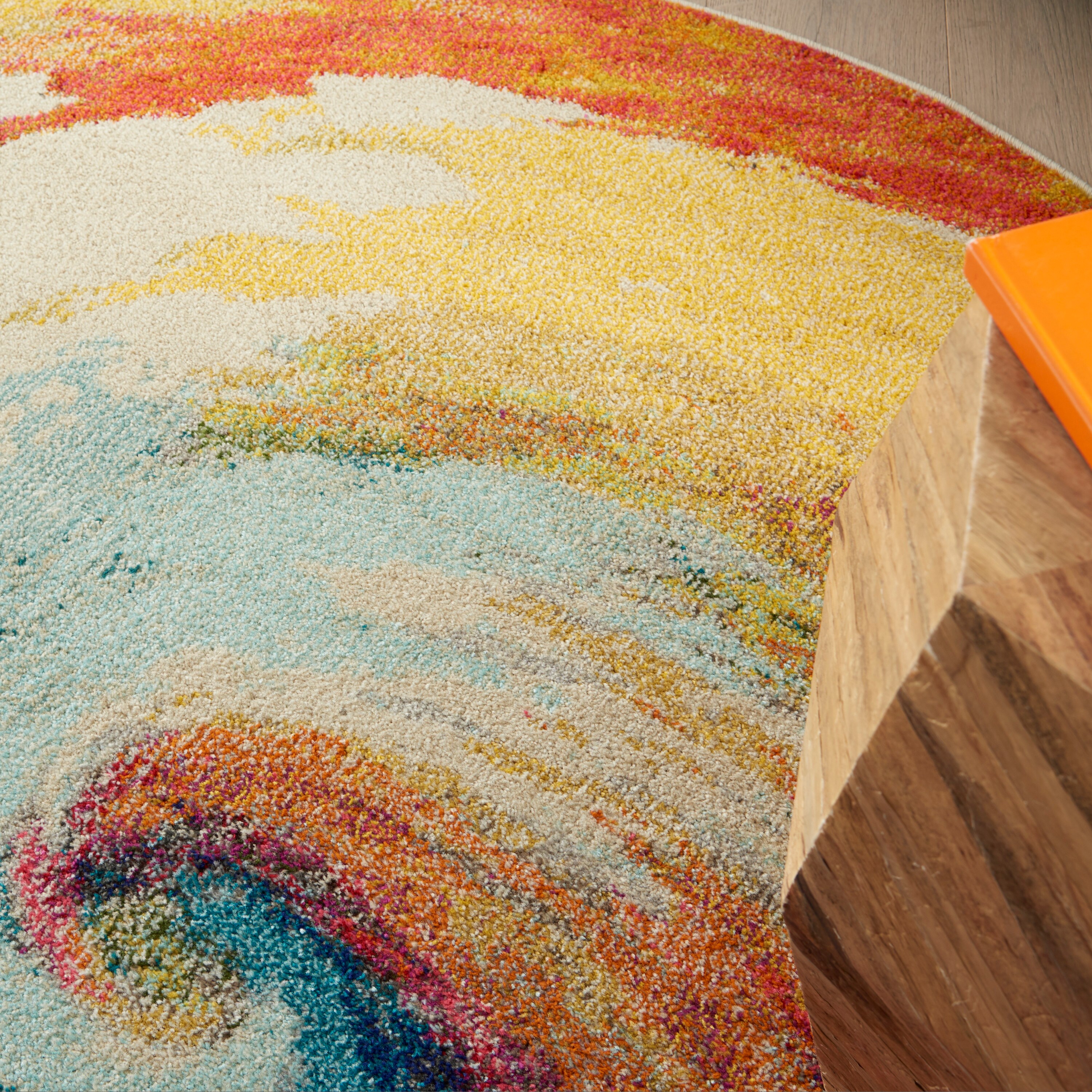 Home Dynamix Splash Adja Abstract Rainbow Swirl Area Rug - Bed