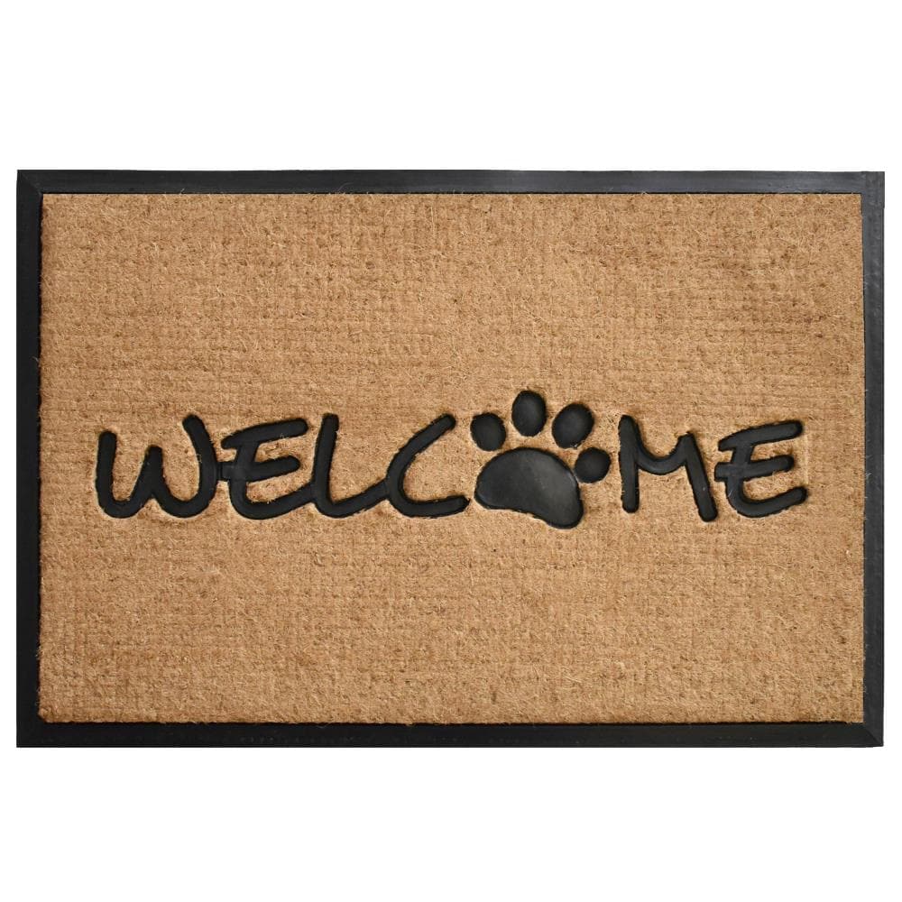 Callowaymills 102742436 2-ft x 3-ft Welcome Paw Coir/Rubber Rectangular Indoor or outdoor Decorative Door mat