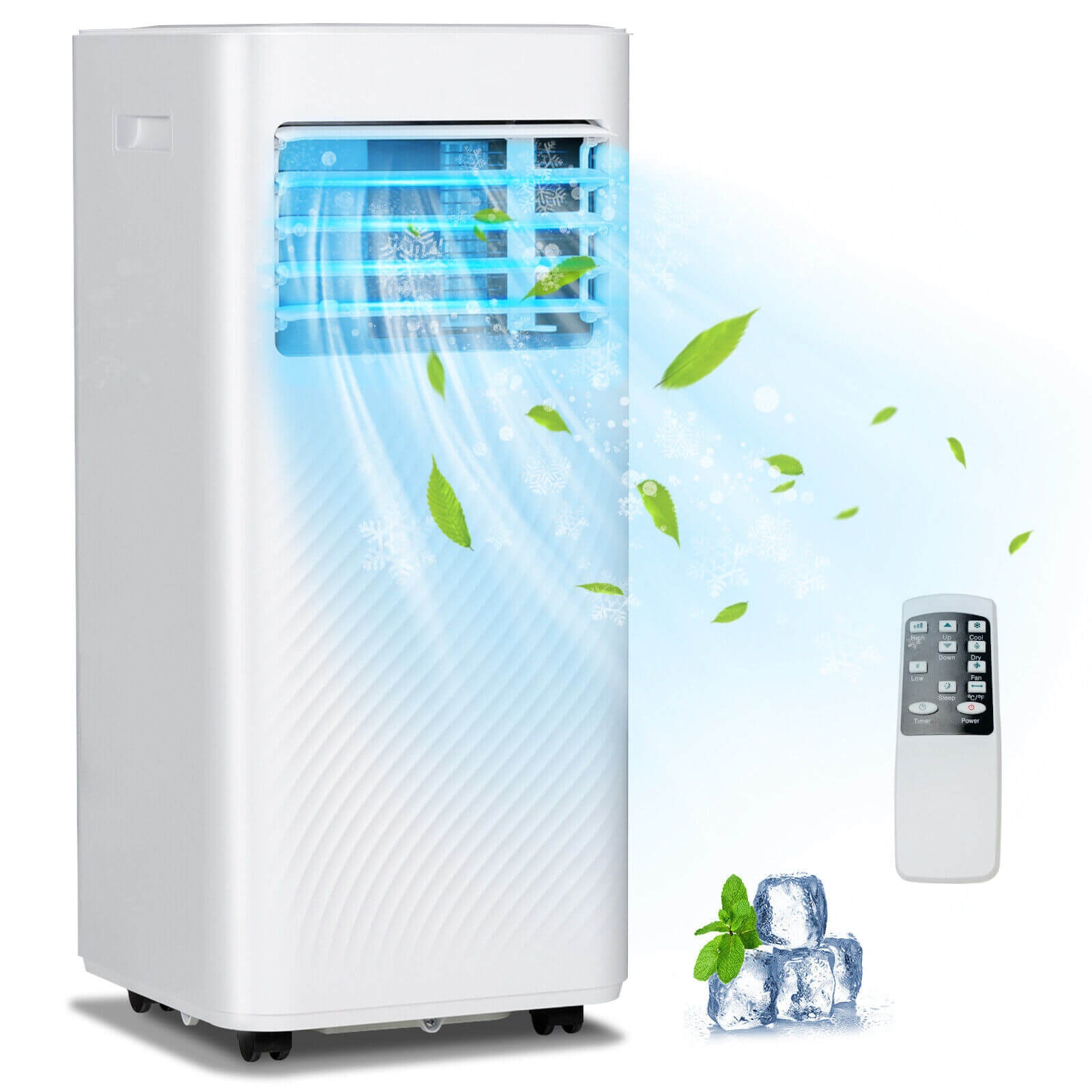 Volenca 4-in-1 8000-BTU Portable Air Conditioner Cools 250 Sq Ft with Fan Dehumidifier and Sleep Mode White
