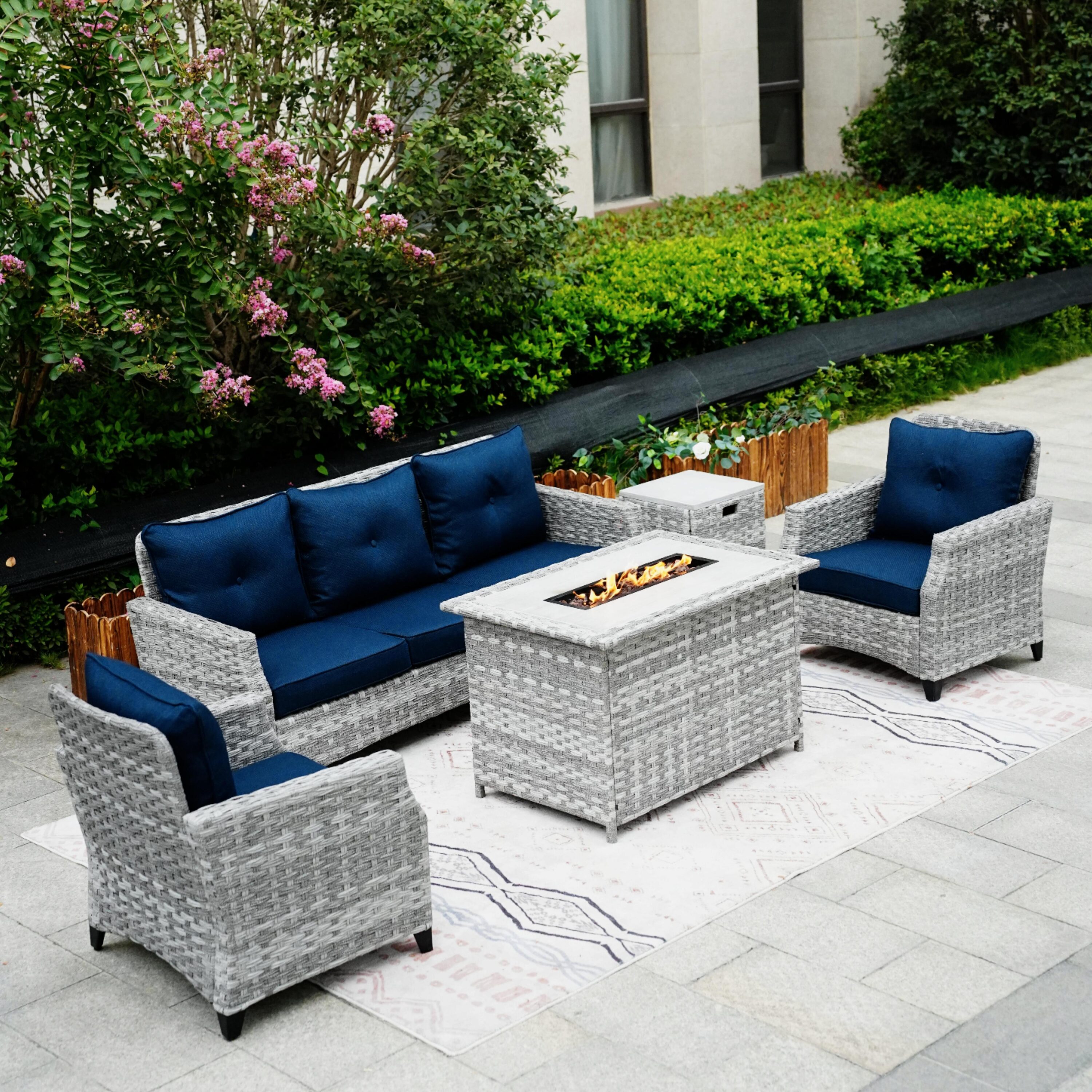 Direct Wicker DWG-1802H-BLUE Patio-Conversation-Sets - View #4