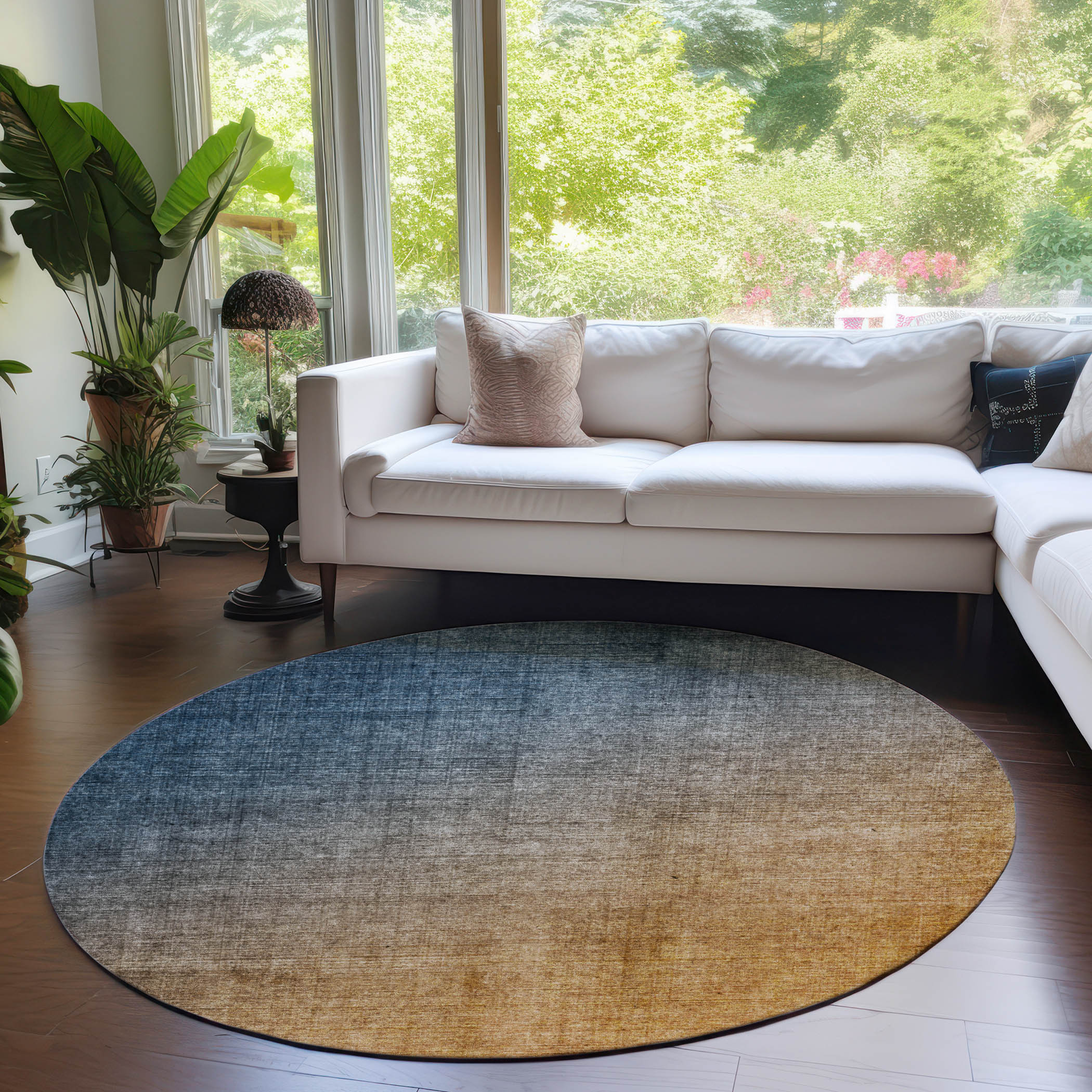 Addison Rugs ACN569NA8RO Chantille ACN569NA 8 x 8 (ft) Polyester Navy Round Indoor/Outdoor Machine washable Area rug