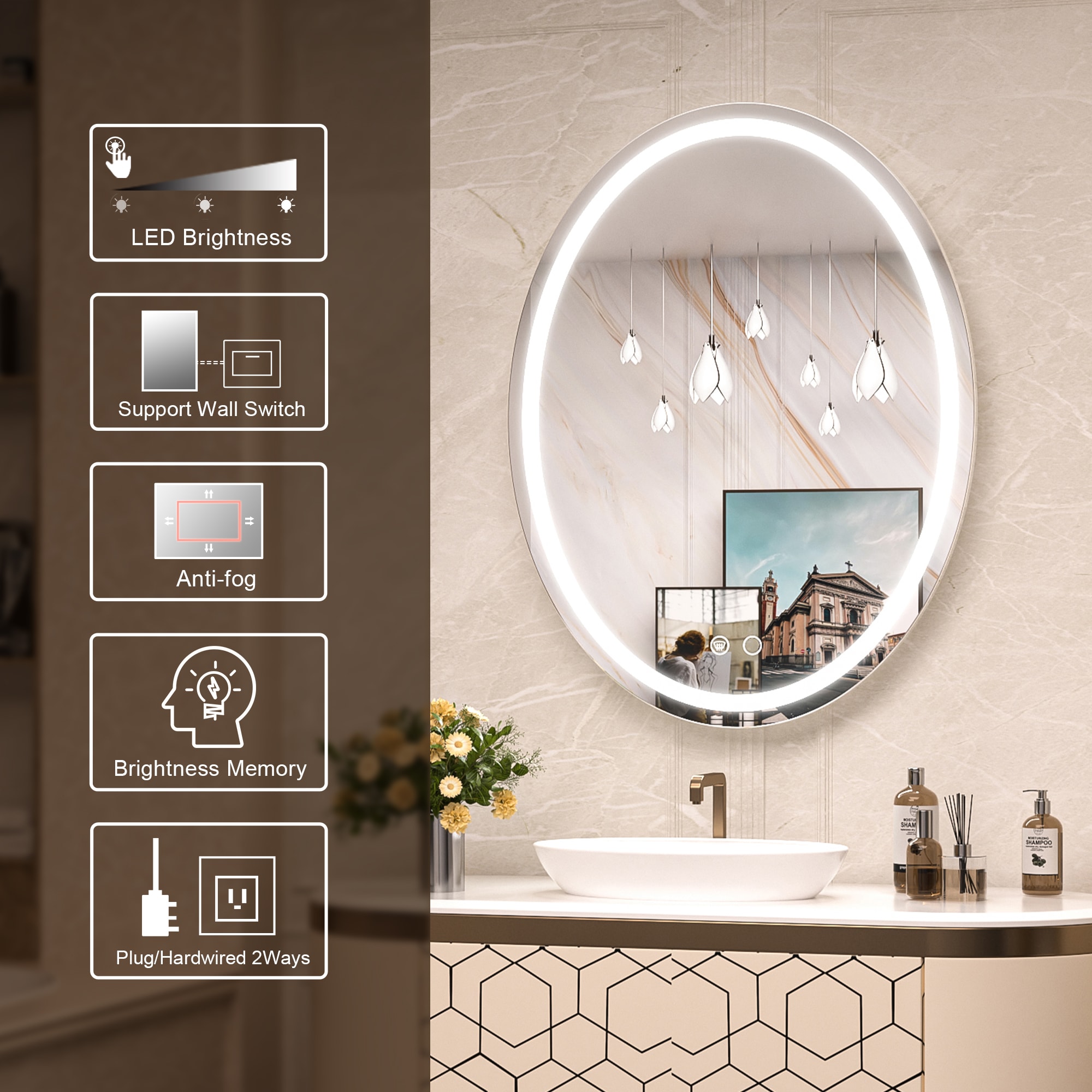 Keonjinn LW-JZ-ZG-TY-6090 Framed-Bath-Mirrors - View #5