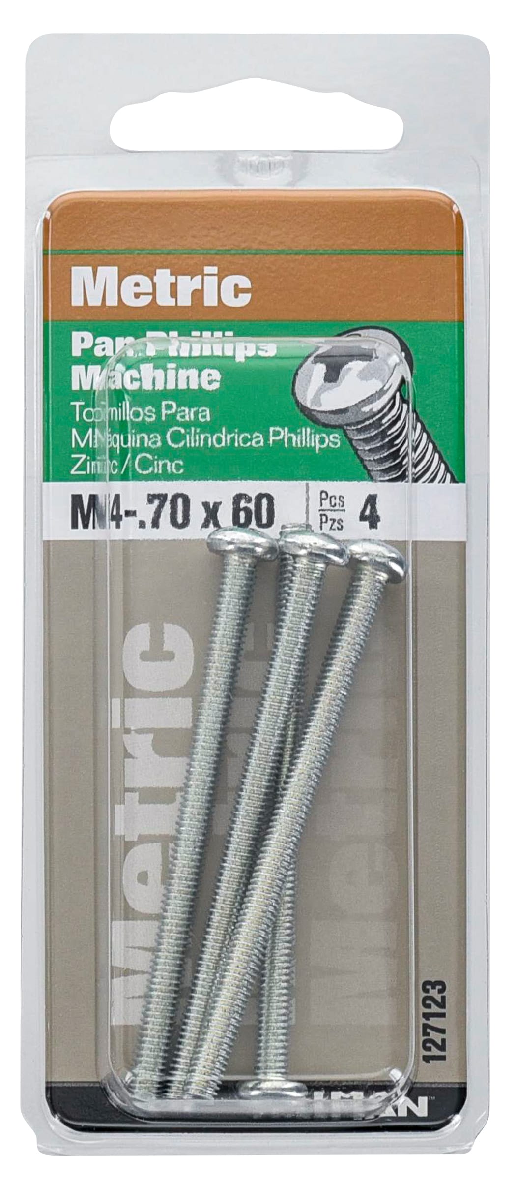 Hillman 127123 4mm - 0.7 x 60-mm Phillips -Drive Machine screws ( 4 -Count )