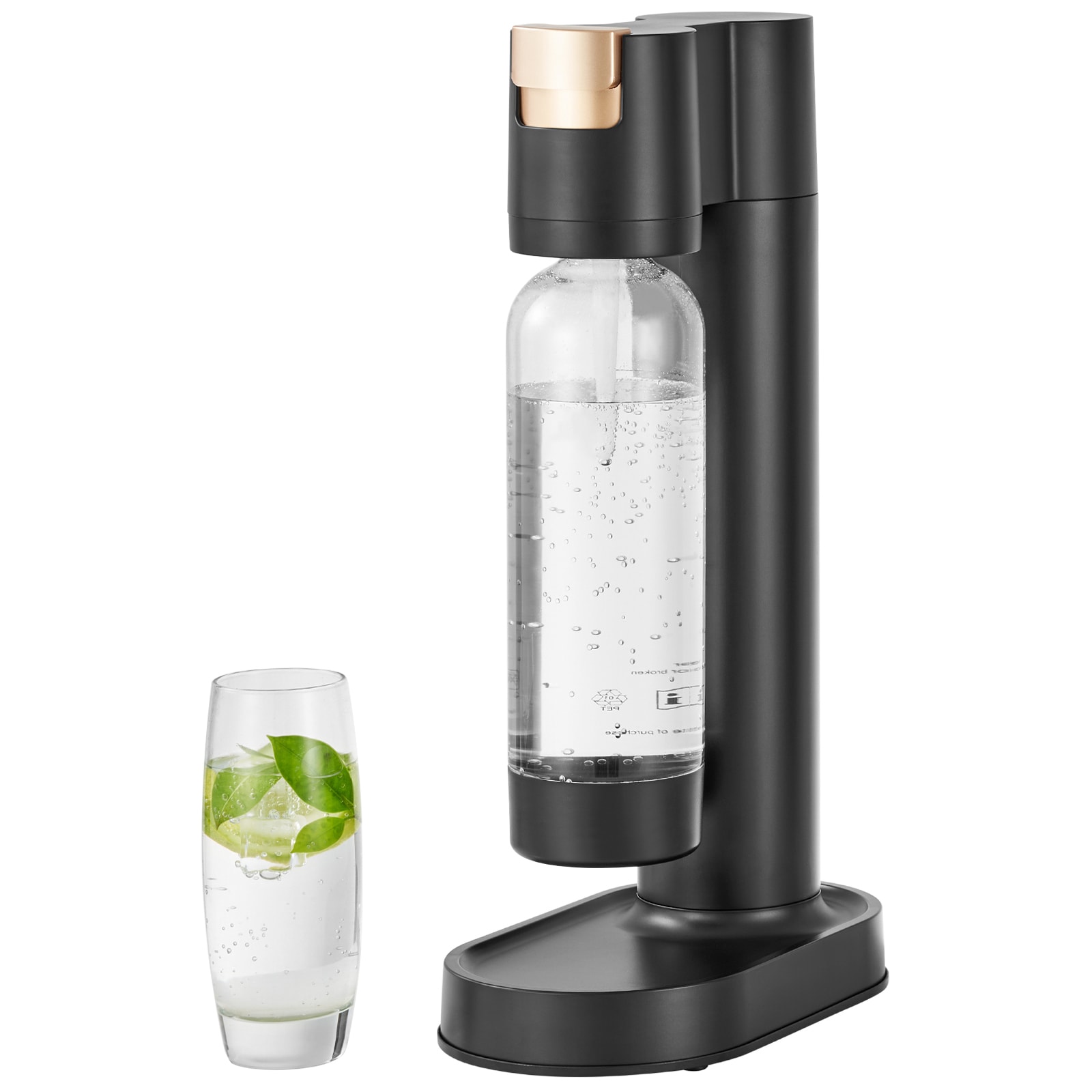 VEVOR SCSDSJBHQP1L03748V0 Sparkling Water Maker  Soda Maker Machine for Home Carbonating  Seltzer Water Starter Kit with BPA free 1L PET Bottle  Compatible with Mainstream Screw in 60L CO2 Cylinder(NOT Included)  Black