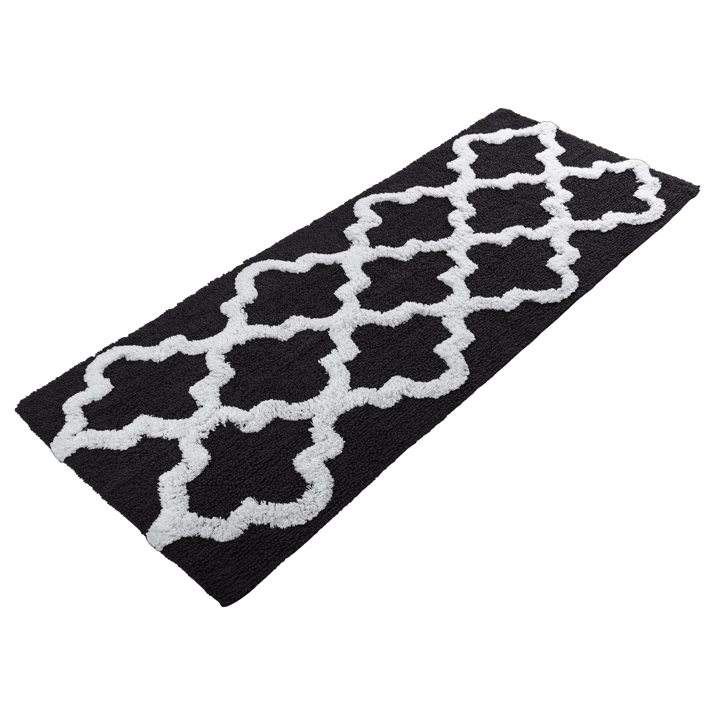Hastings Home 663069MER Bathroom Mats 60-in x 24-in Black Cotton Bath rug