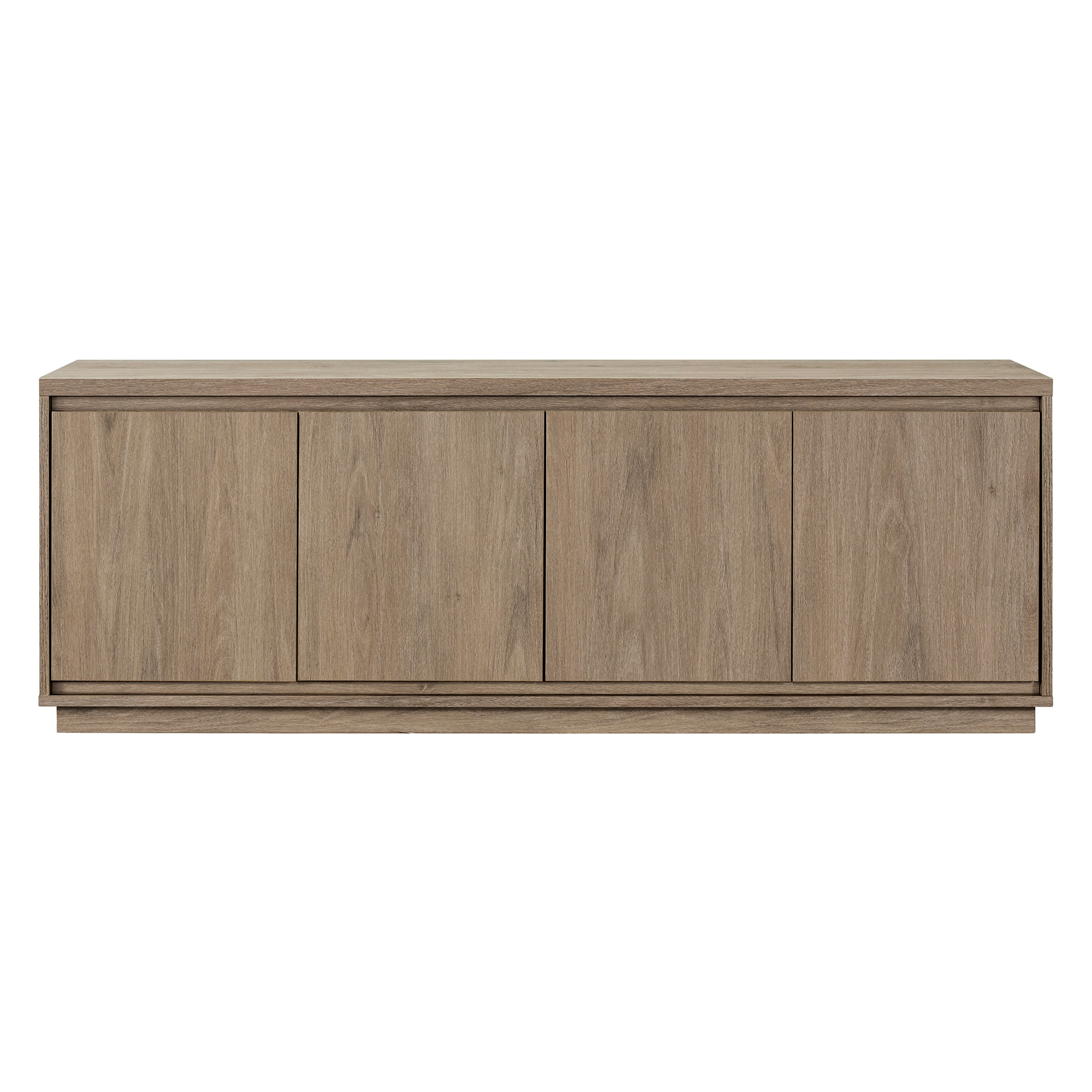 Antiqued Gray Oak 68" TV Stand with Cabinets