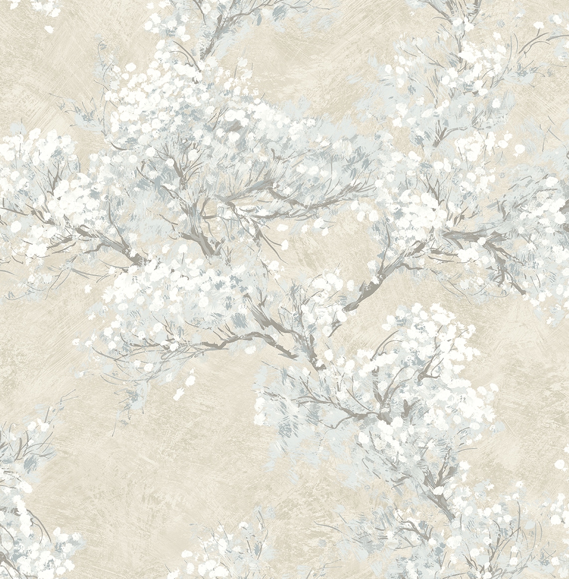 NextWall NW50105 30.75-Sq. Feet Parchment and Morning Fog Vinyl Floral Self-adhesive Peel and Stick Wallpaper