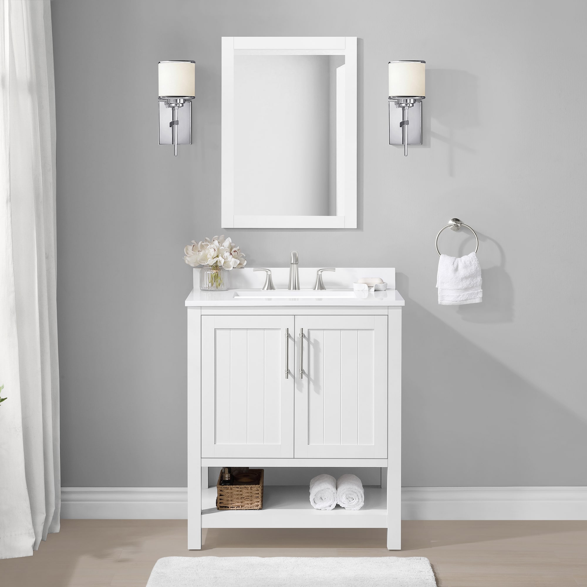 Style Selections Mercer 30 In White, How Big Of A Mirror For 30 Inch Vanity