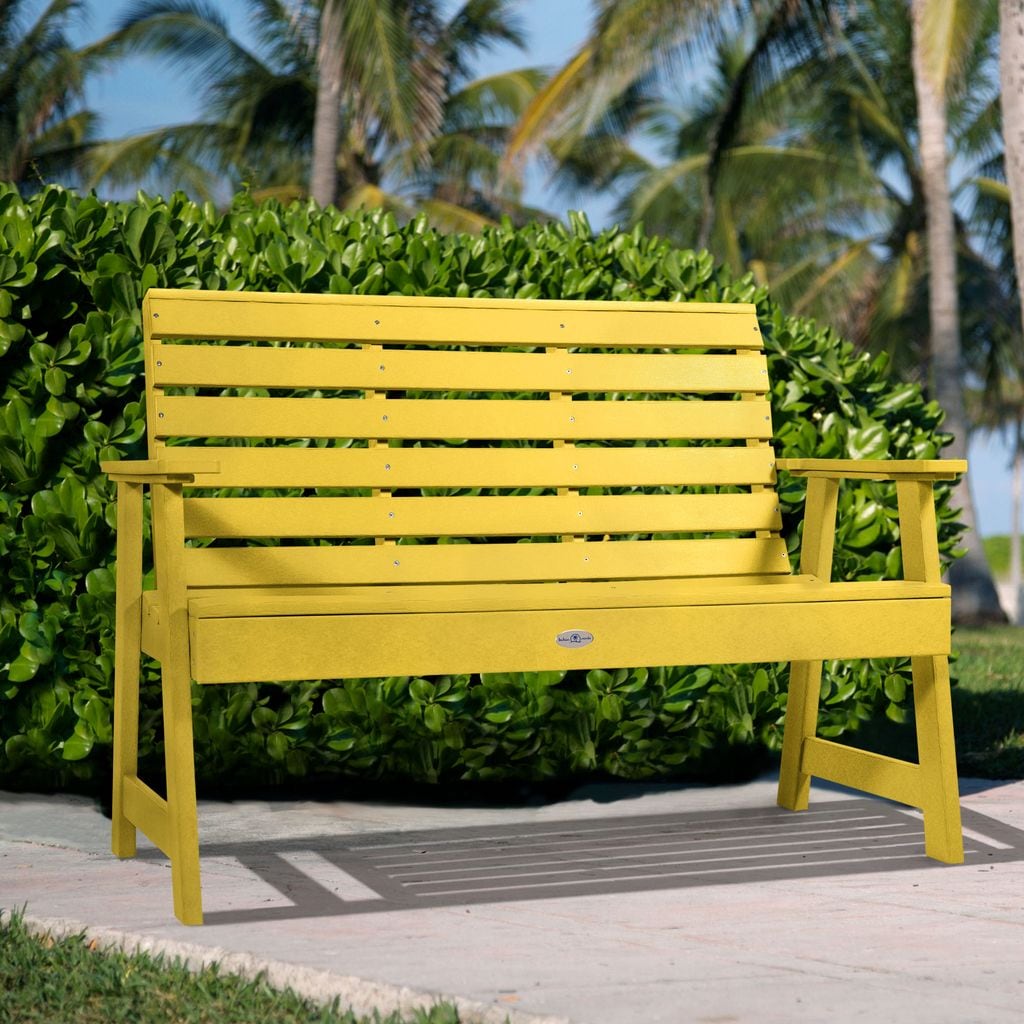 highwood BV-BENW4-SYE The Riverside 50.1-in W x 36-in H Sunbeam Yellow Plastic Garden Bench