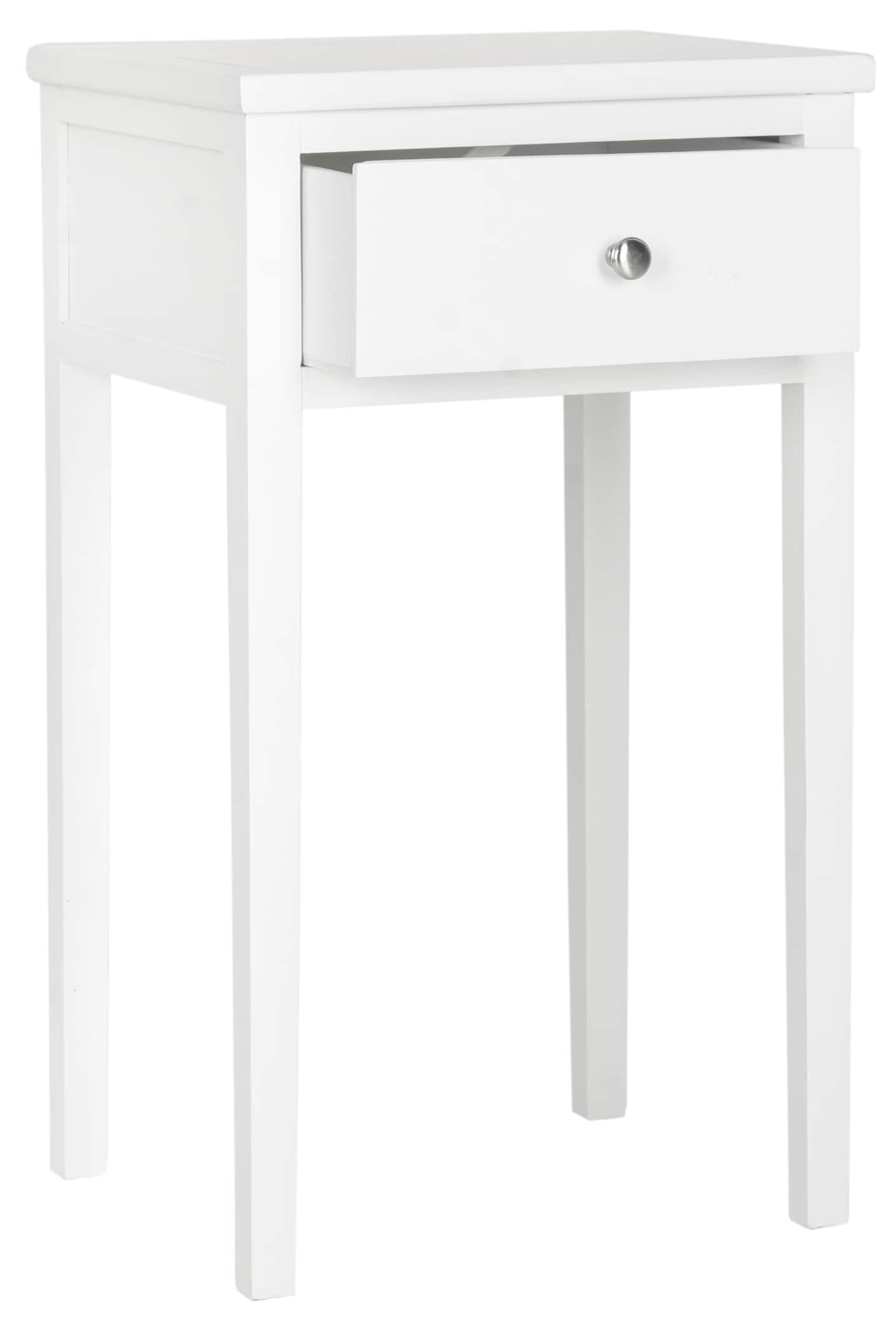 White Poplar Wood Nightstand with Storage Drawer