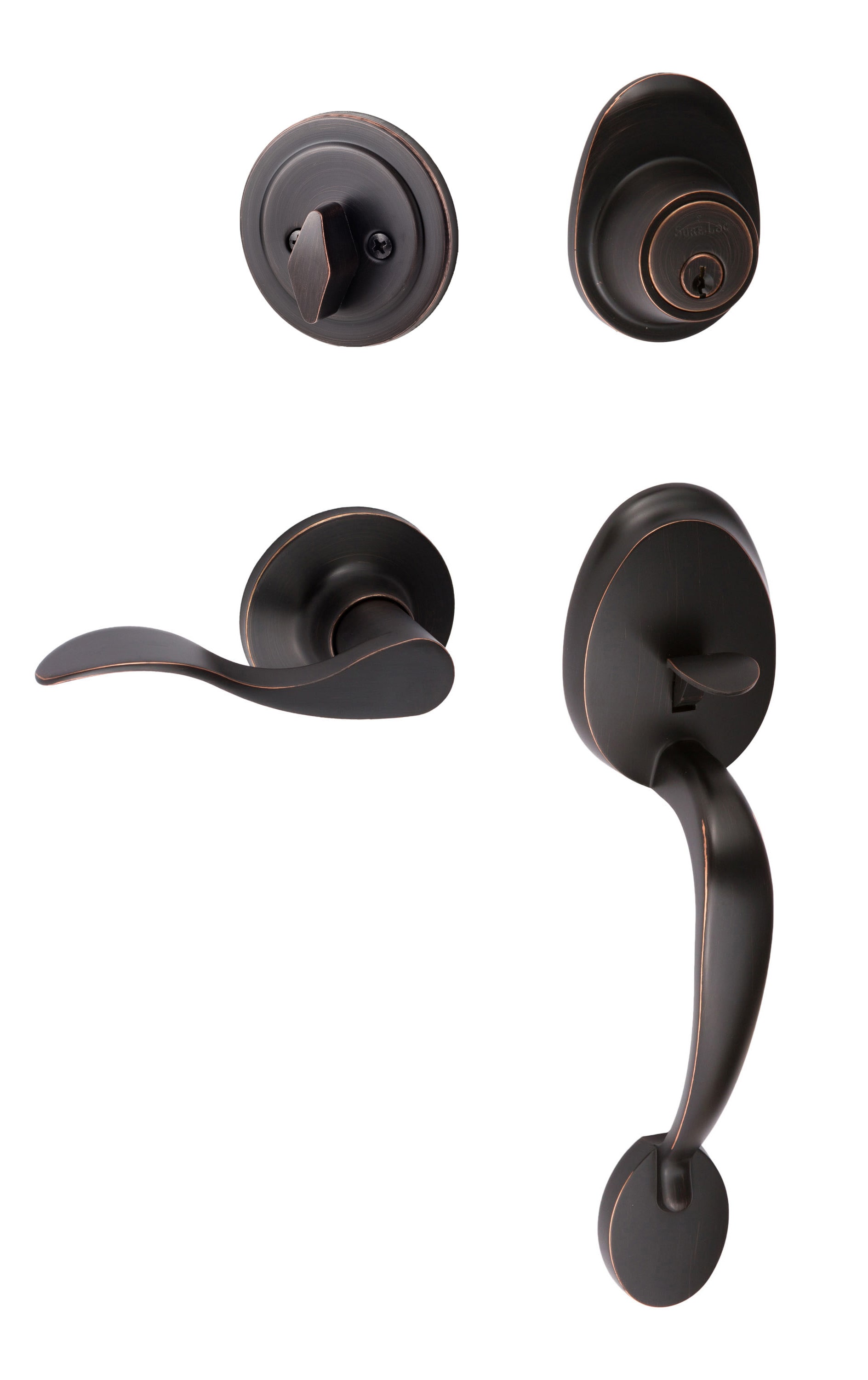 Sure-Loc Hardware AT507-SB-LH 11P Sure-Loc Door Hardware Alta Vintage Bronze Single-Cylinder Deadbolt Keyed entry door handleset with Balboa Lever