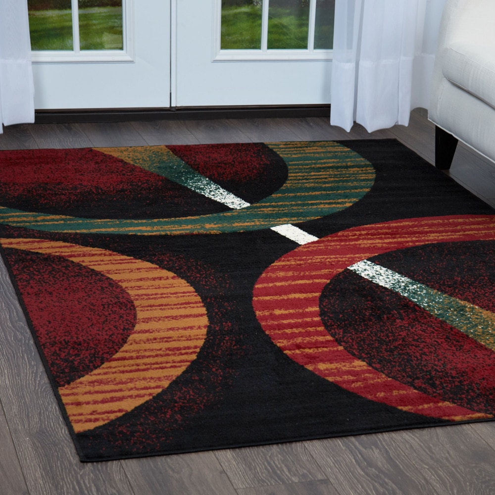 Home Dynamix 2-HD5194-450 Premium Indus 5 x 7 (ft) Loomed Polypropylene Black Multi Rectangular Indoor Geometric Area rug
