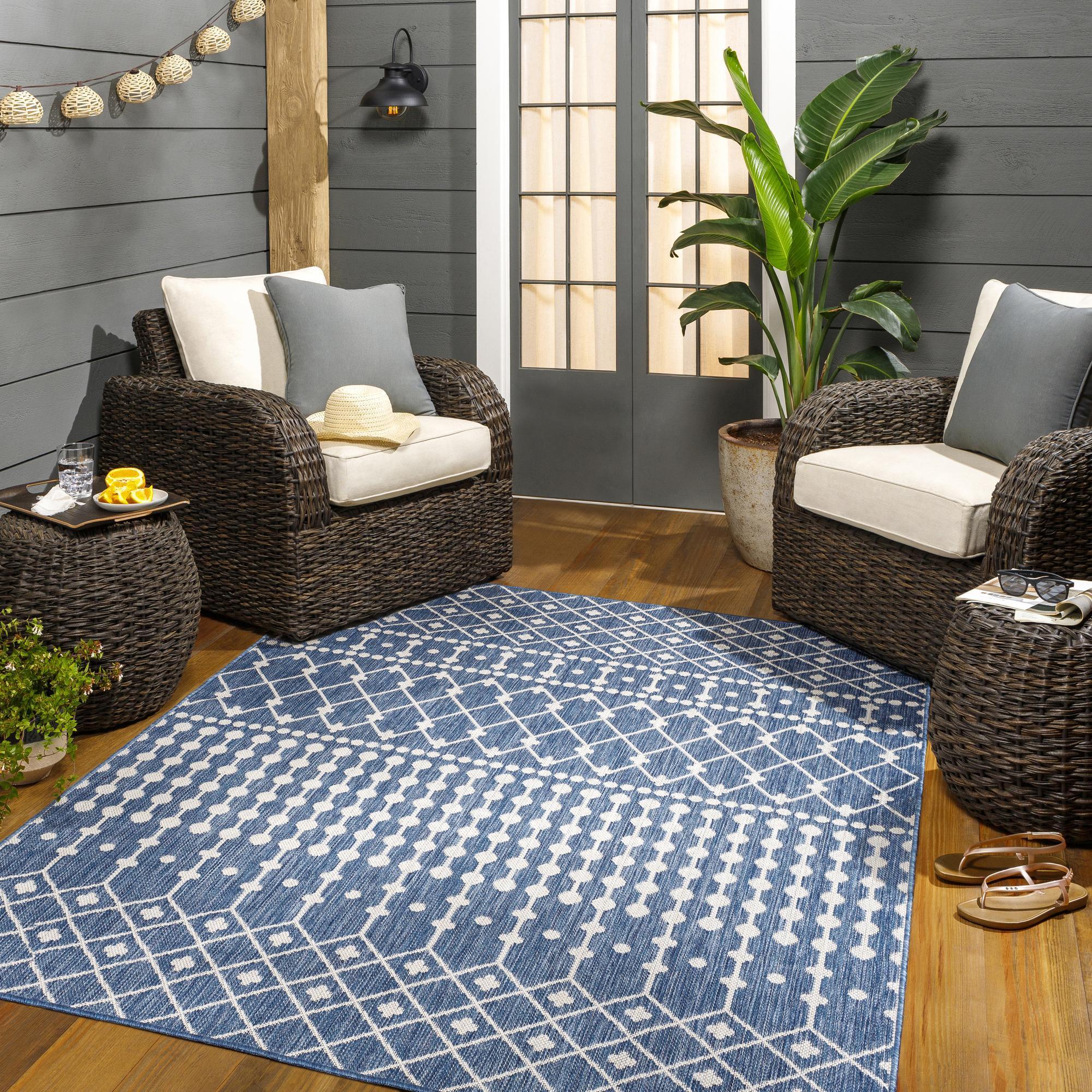 Livabliss LBH2331-537 Long Beach 5 x 8 (ft) Polypropylene Blue Rectangular Indoor/Outdoor Tribal Moroccan Area rug