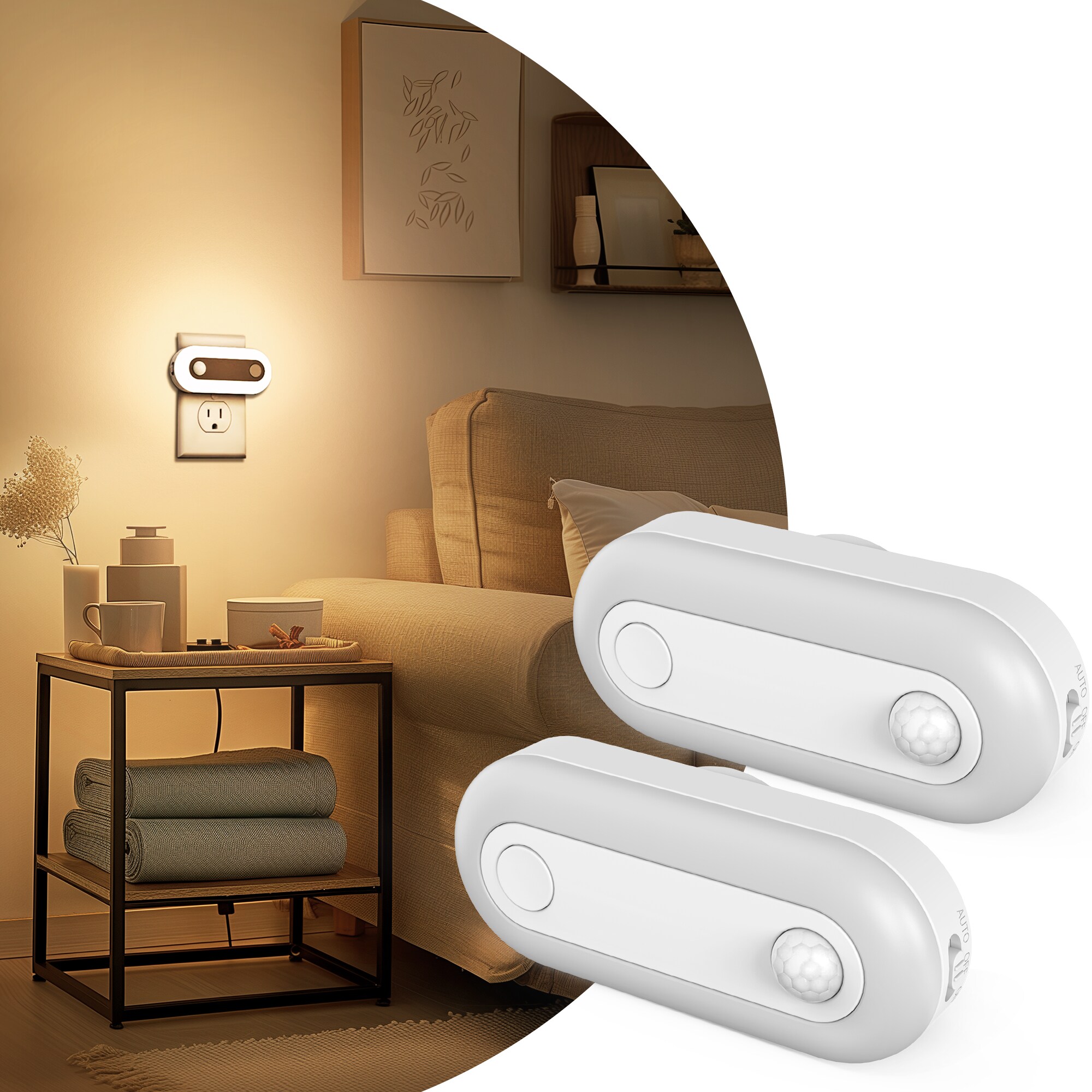 YANSUN 2 -Pack GY119-White LED Auto On/Off Night Light
