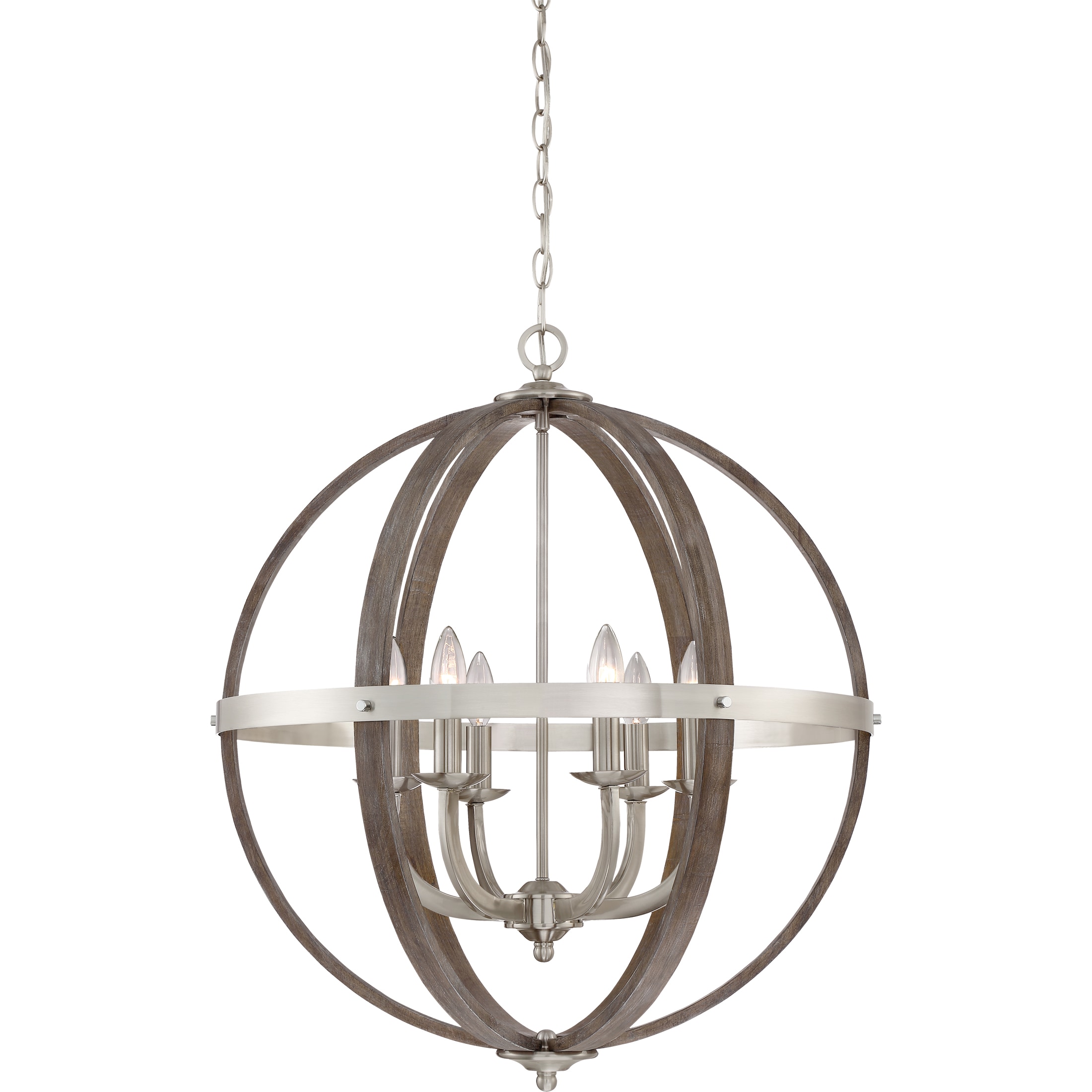 Quoizel FSN5206BN Fusion Brushed Nickel Farmhouse Globe Hanging Pendant Light