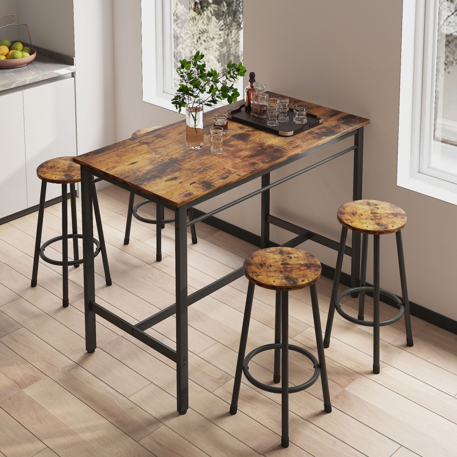 JASMODER W57862413 Brown Contemporary/Modern Dining Room Set with Rectangular Table (Seats 4)
