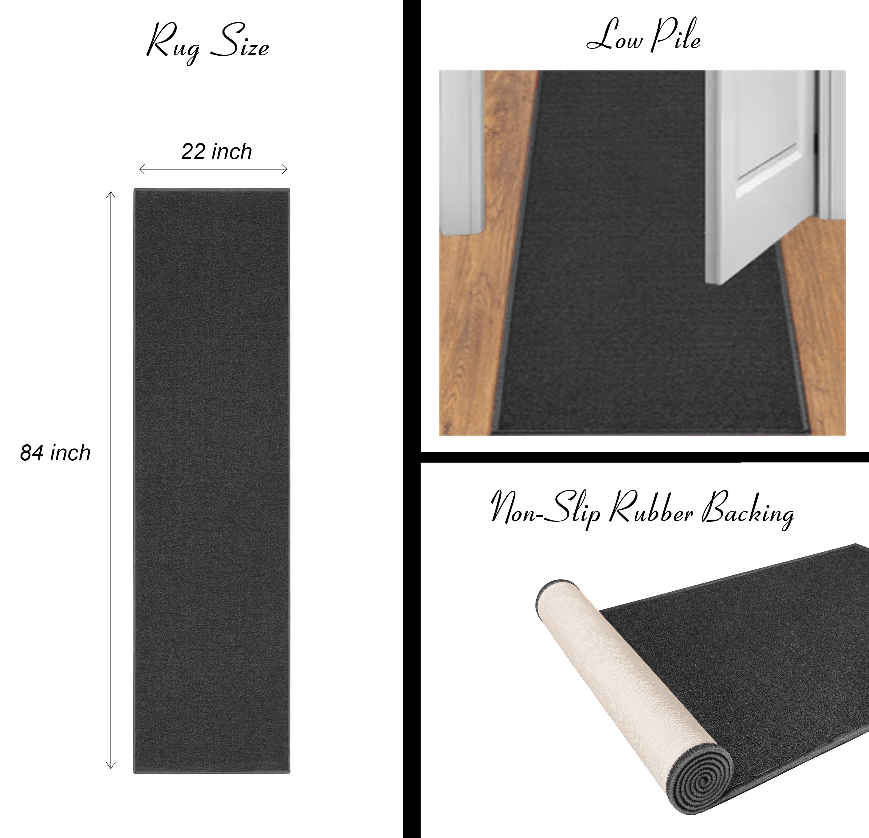 Non Slip Rubber Backed Runner Door Floor Mat Indoor Outdoor Grey Brown Red  Rugs