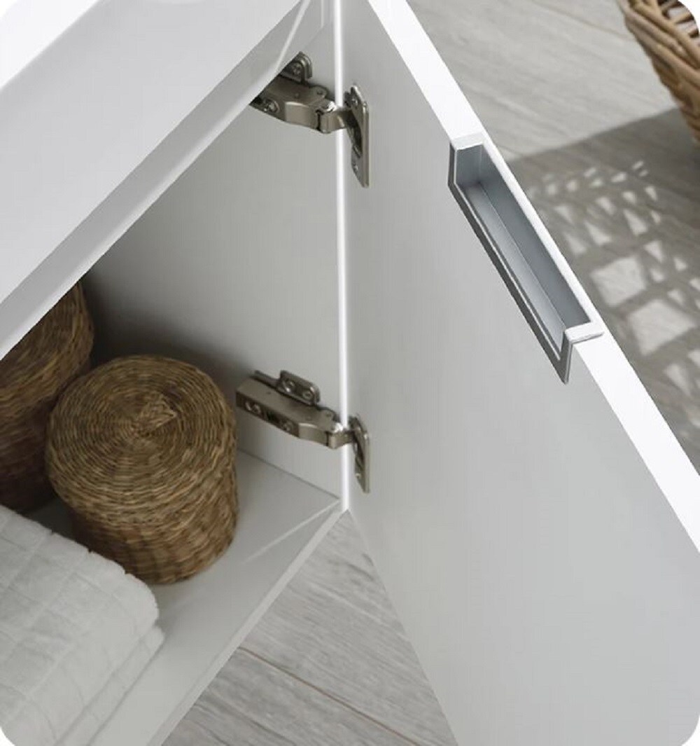 Valencia 60" Glossy White Wall Mount Double Vanity